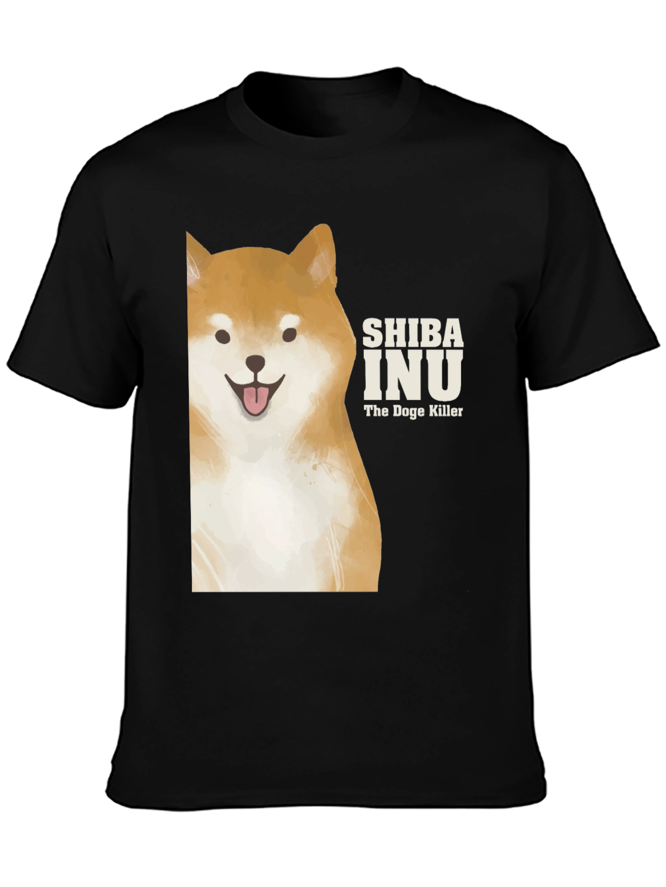 Shiba Inu Doge Killer Graphic Tee - Black Cotton T-Shirt