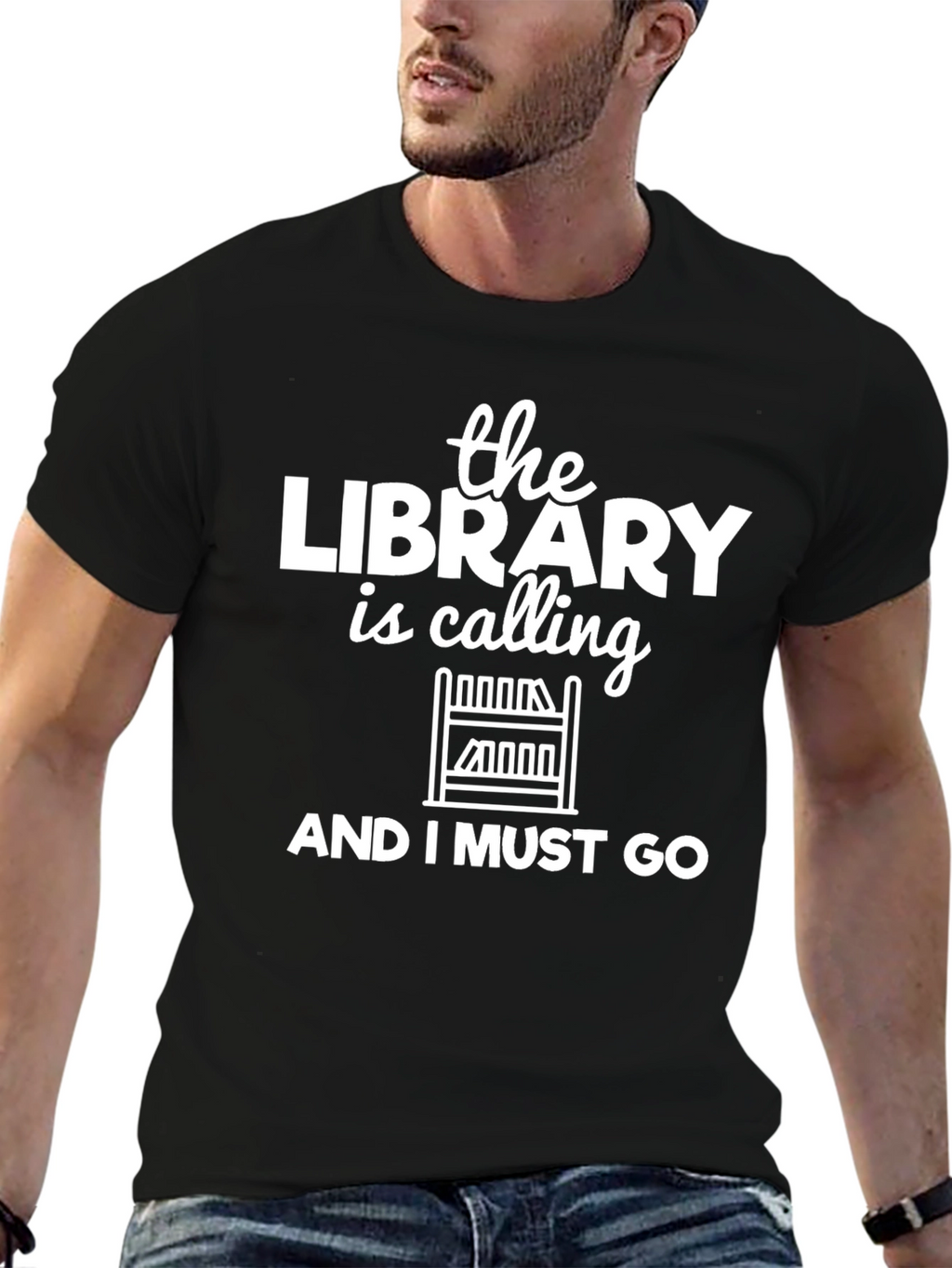 Library is Calling Black Graphic Tee