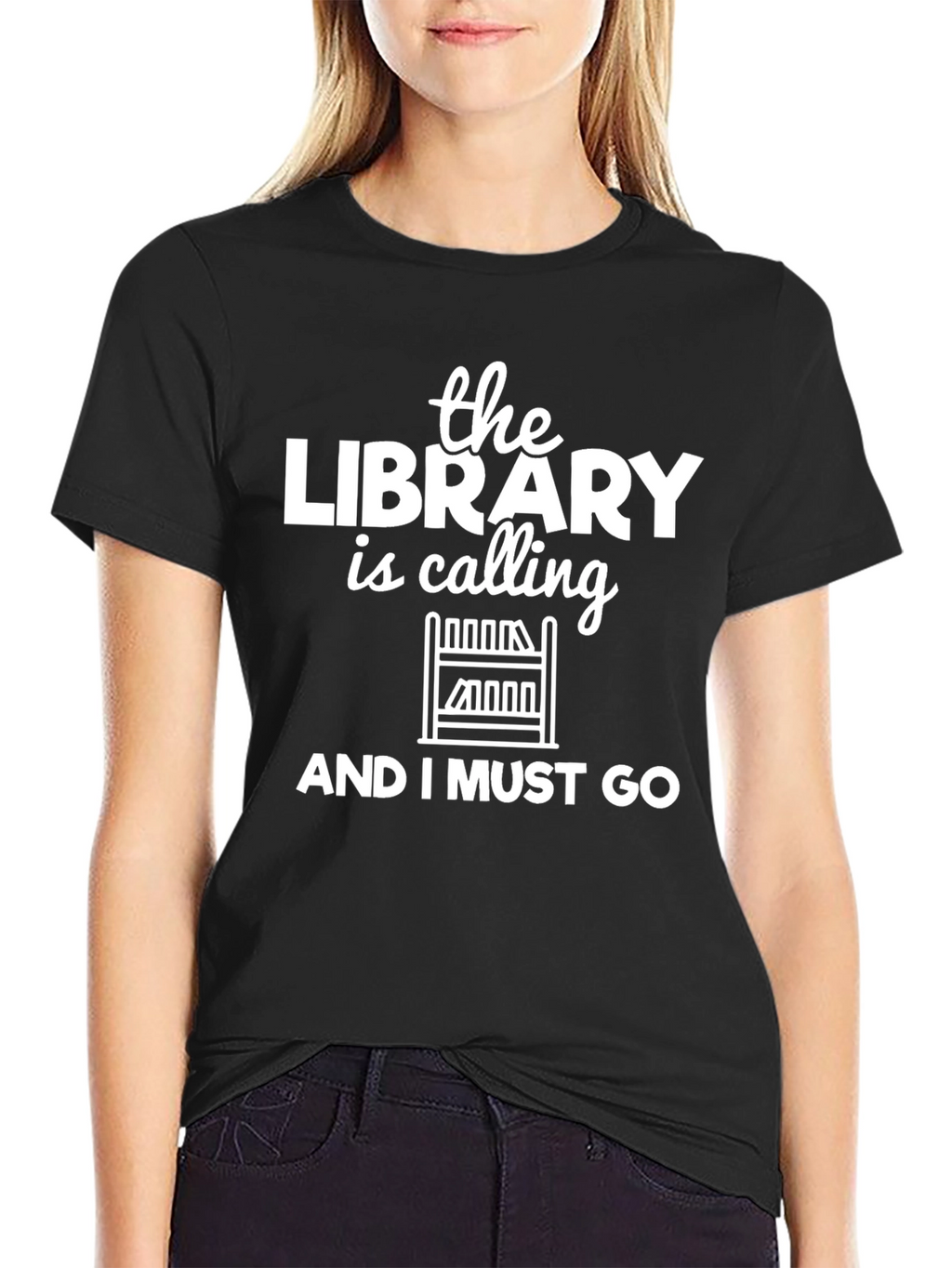 Library is Calling Black Graphic Tee