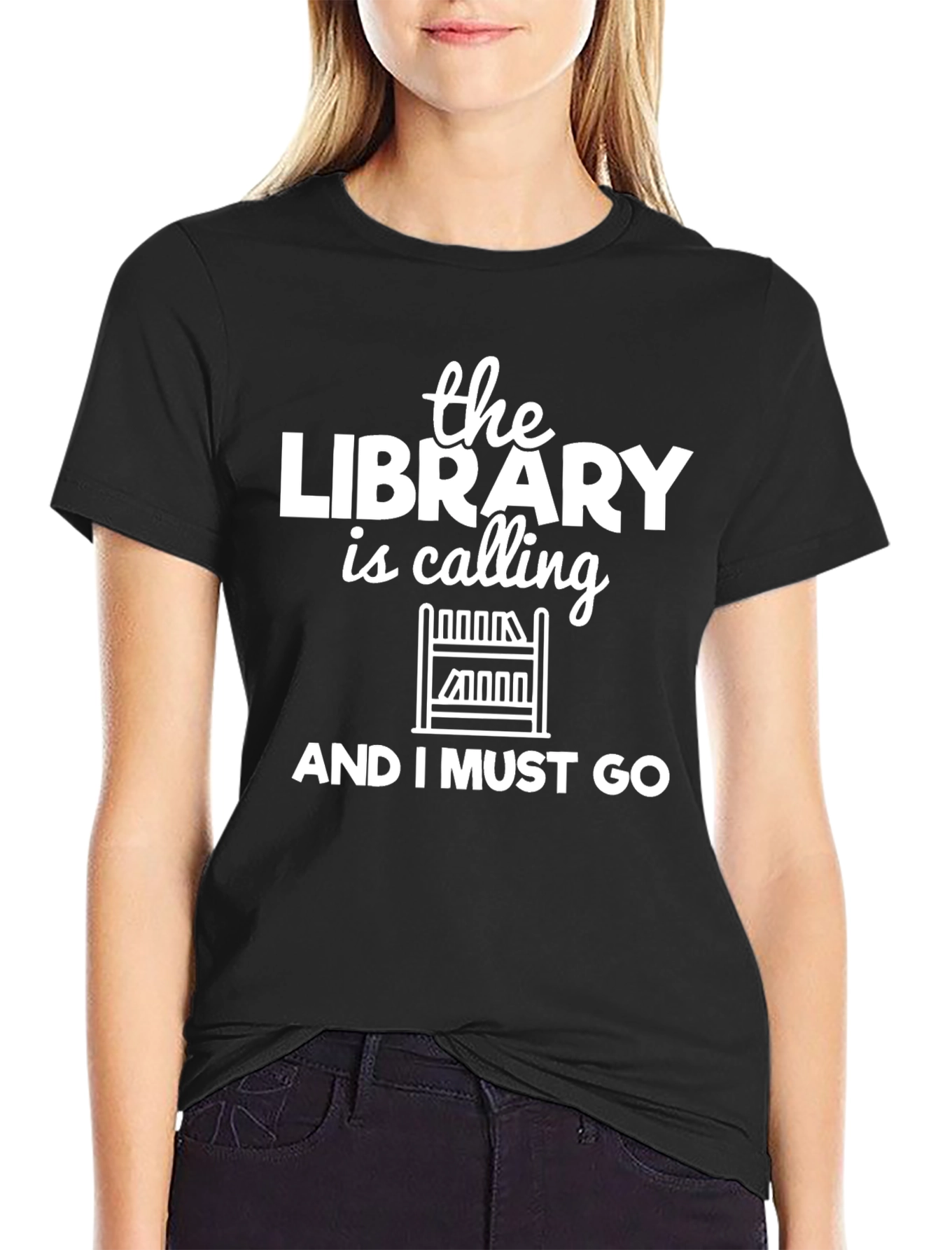 Library is Calling Black Graphic Tee