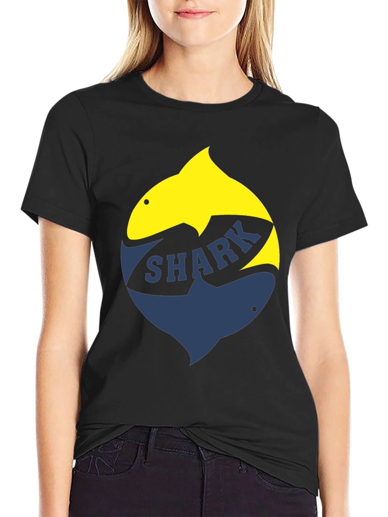 Shark Graphic T-Shirt - Stylish Two-Tone Design