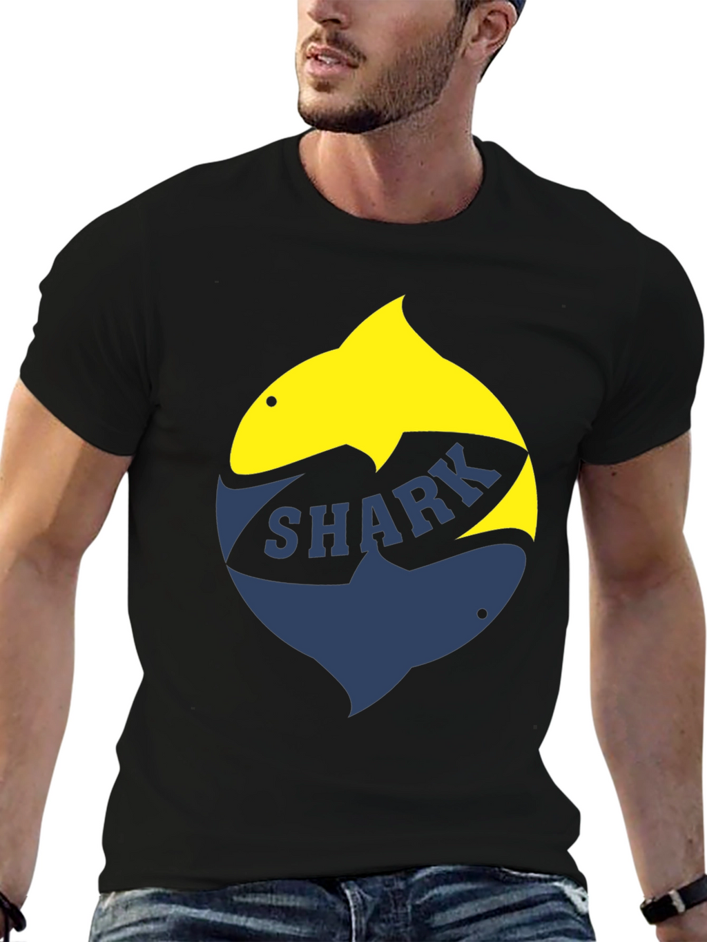 Shark Graphic T-Shirt - Stylish Two-Tone Design
