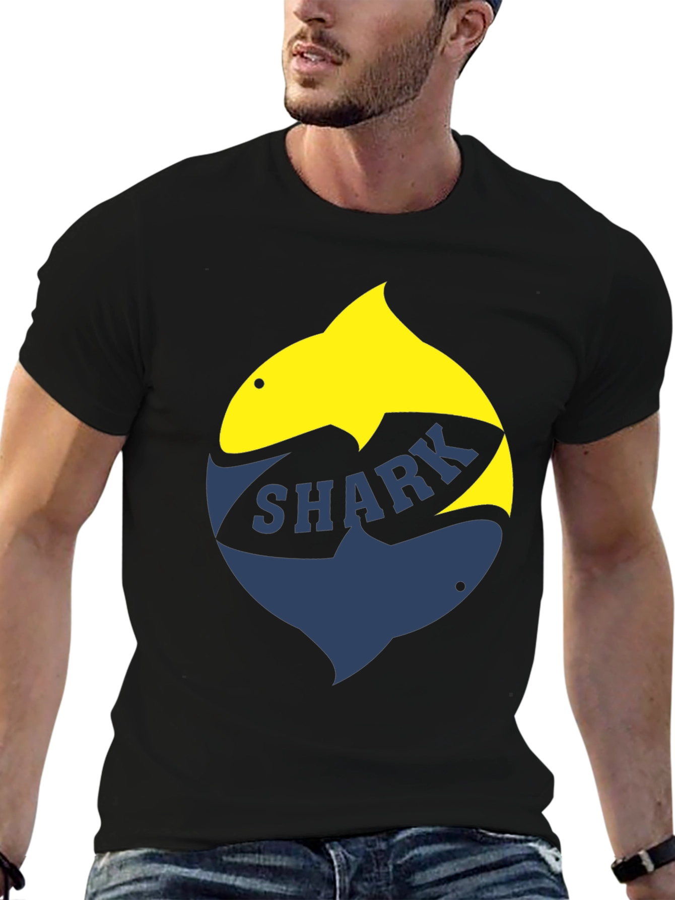 Shark Graphic T-Shirt - Stylish Two-Tone Design
