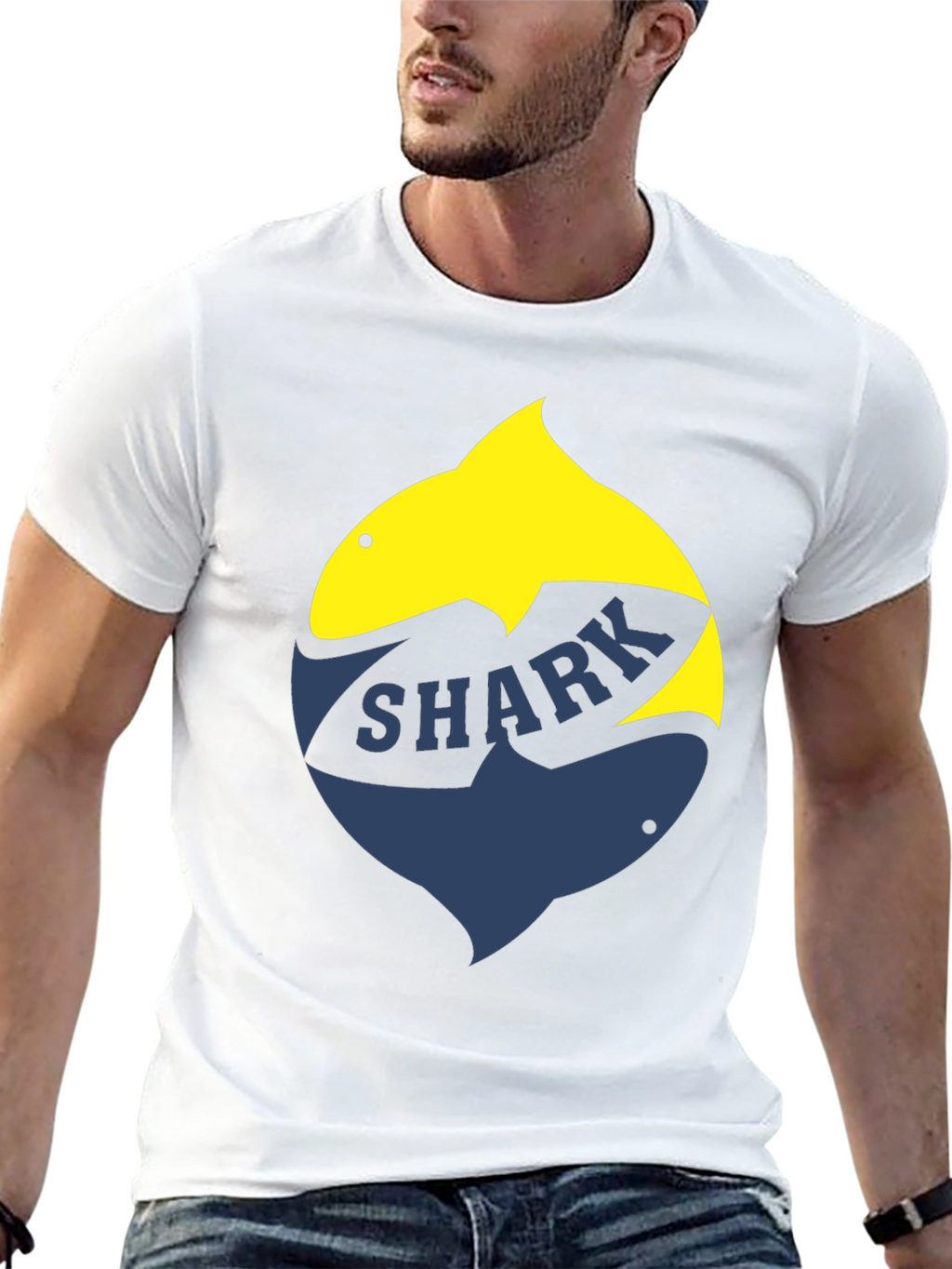 Shark Graphic T-Shirt - Stylish Two-Tone Design
