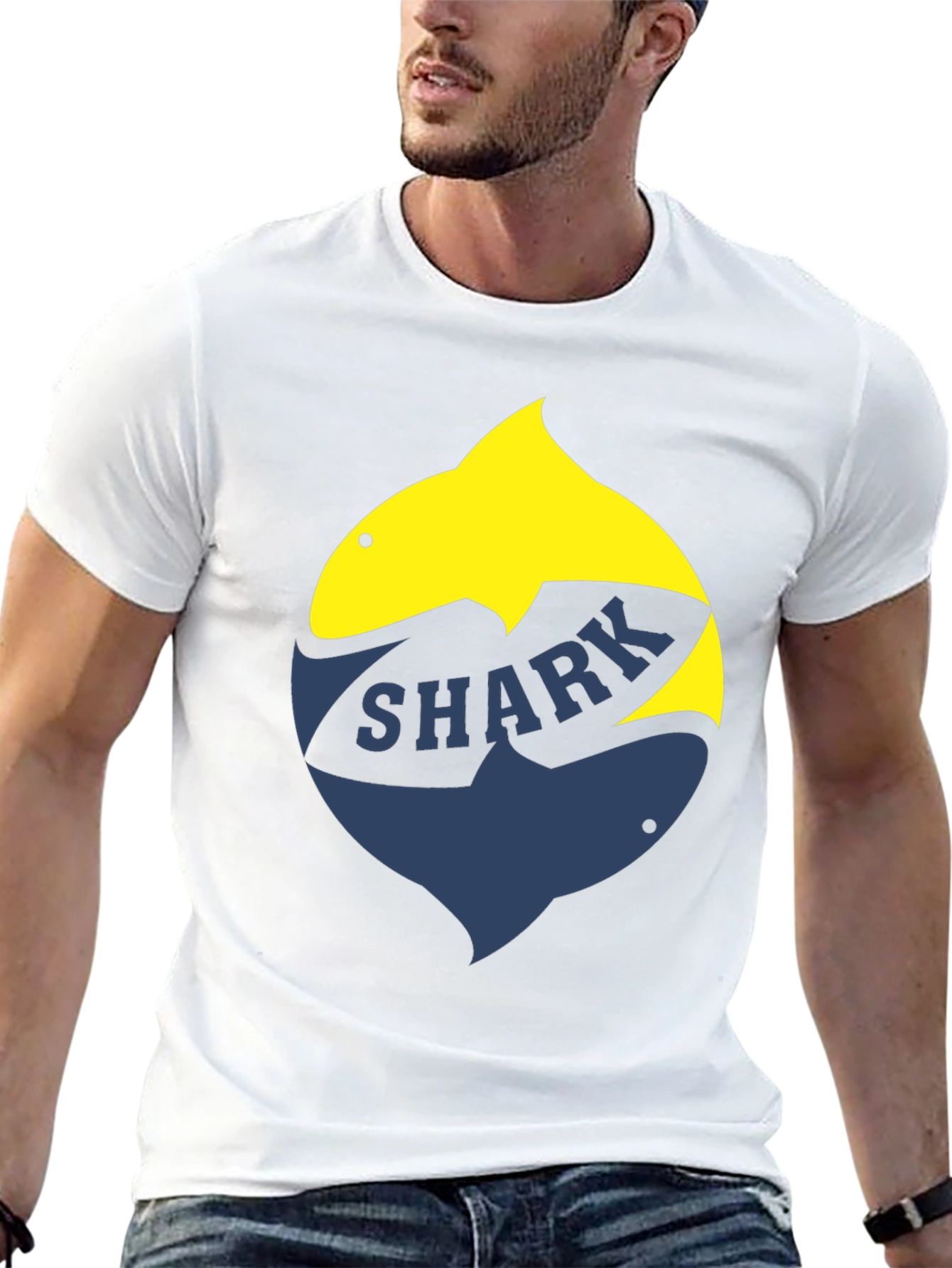 Shark Graphic T-Shirt - Stylish Two-Tone Design