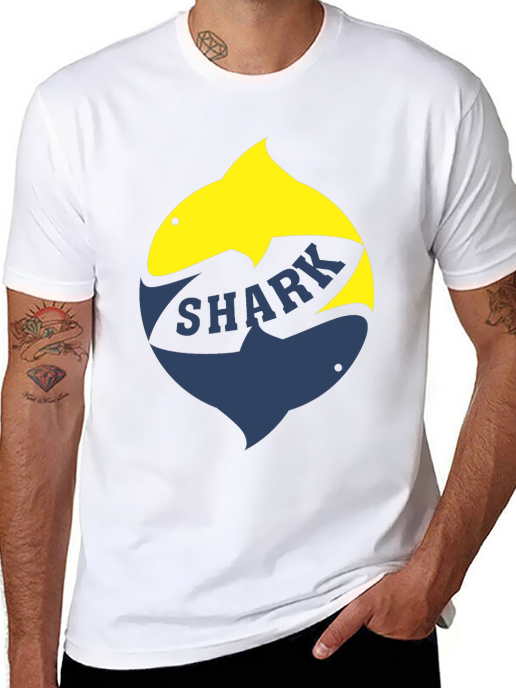 Shark Graphic T-Shirt - Stylish Two-Tone Design