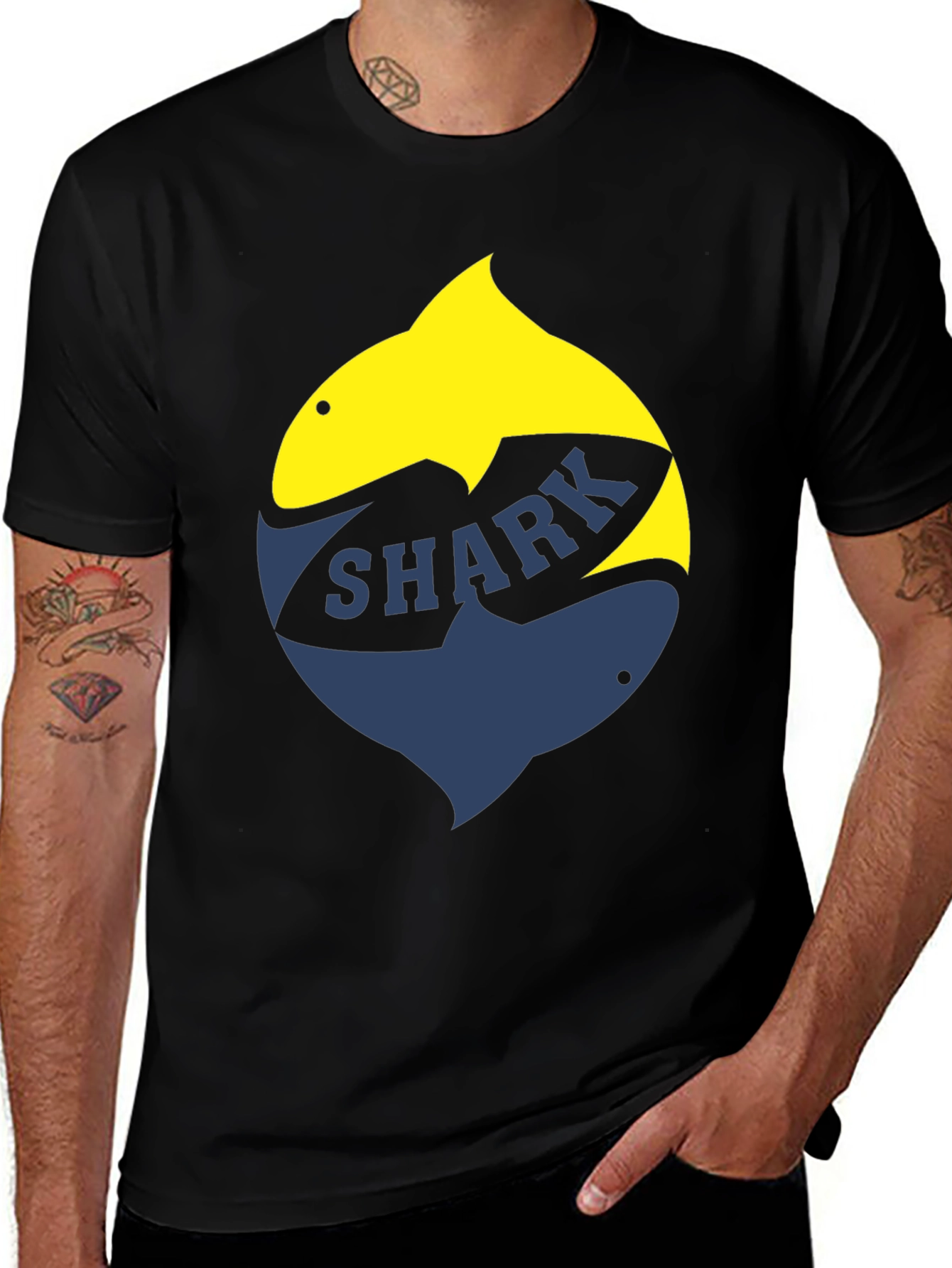 Shark Graphic T-Shirt - Stylish Two-Tone Design