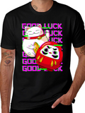 Lucky Cat & Daruma Doll Graphic T-Shirt