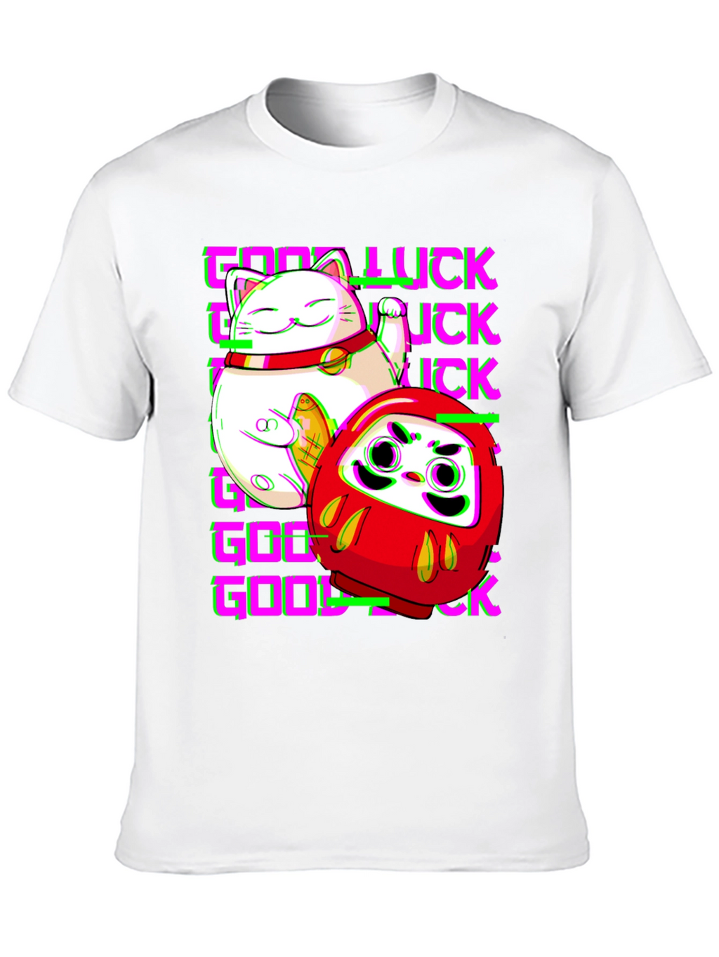 Lucky Cat & Daruma Doll Graphic T-Shirt