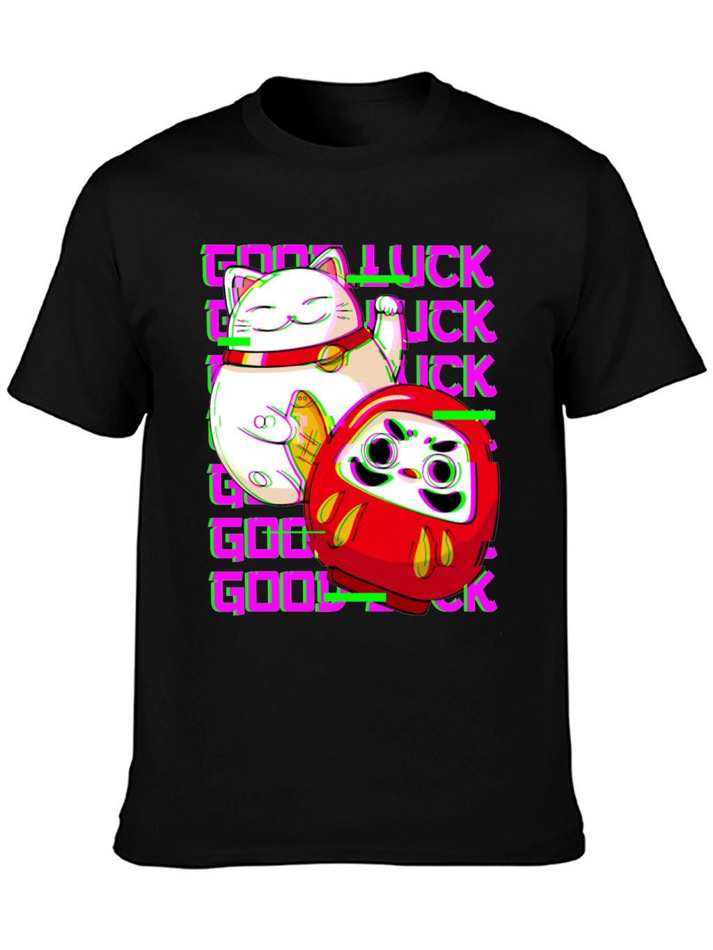 Lucky Cat & Daruma Doll Graphic T-Shirt