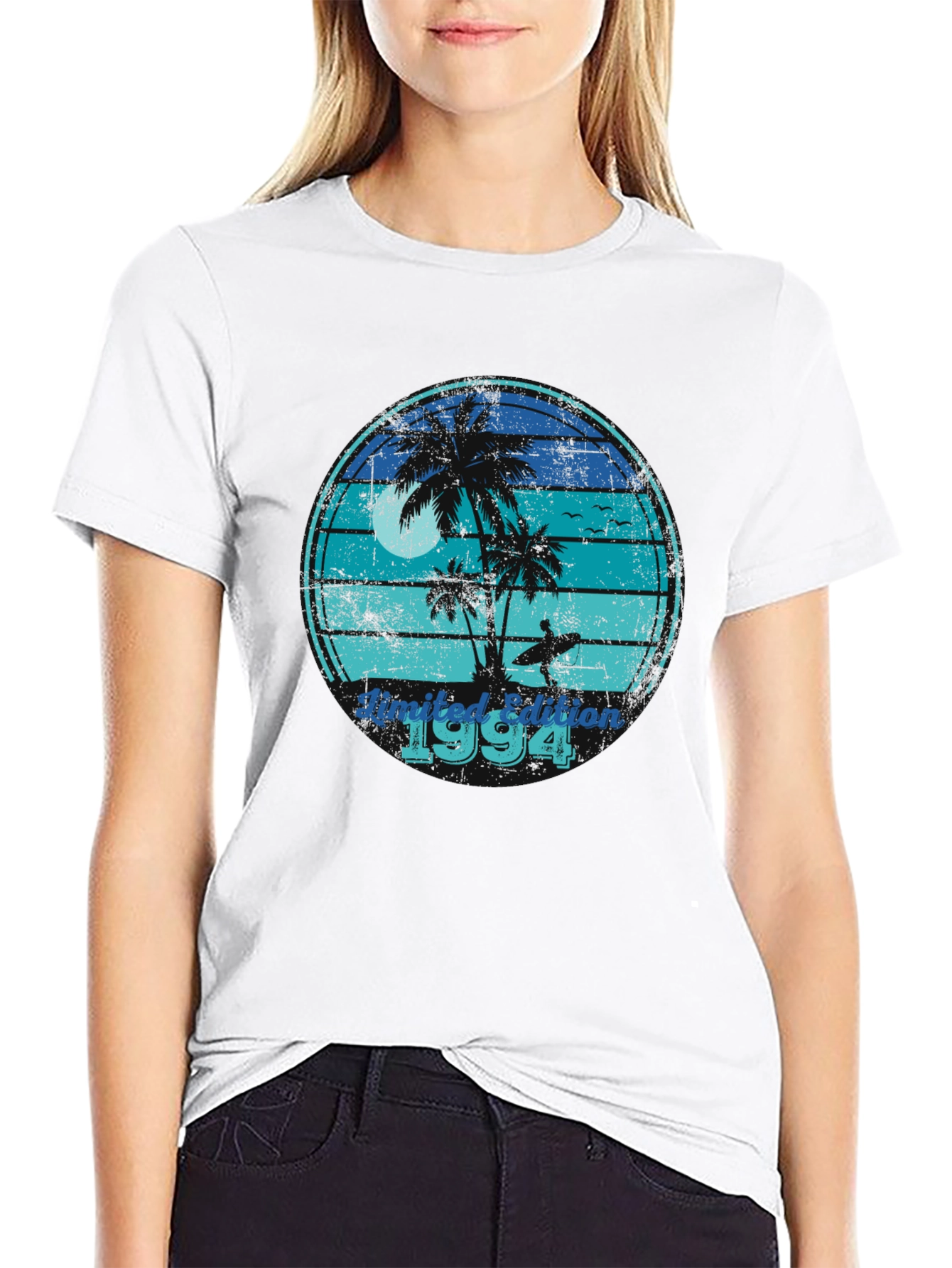 Limited Edition 1994 Black T-Shirt with Beach Design
