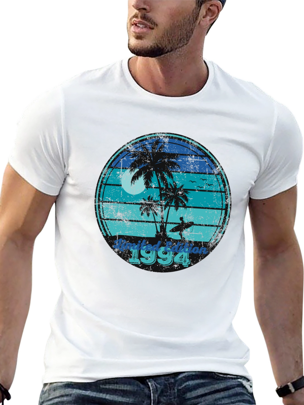 Limited Edition 1994 Black T-Shirt with Beach Design