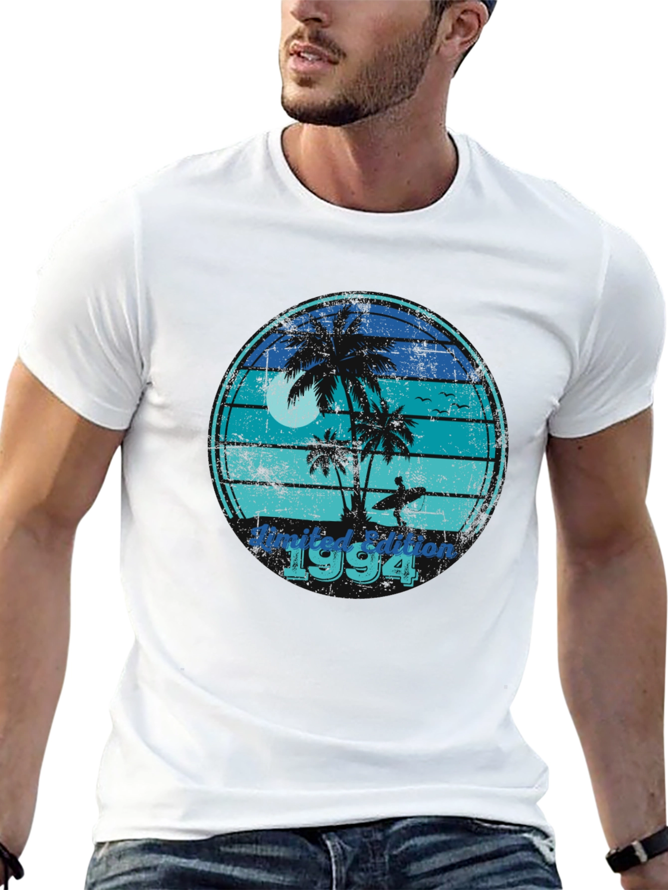 Limited Edition 1994 Black T-Shirt with Beach Design