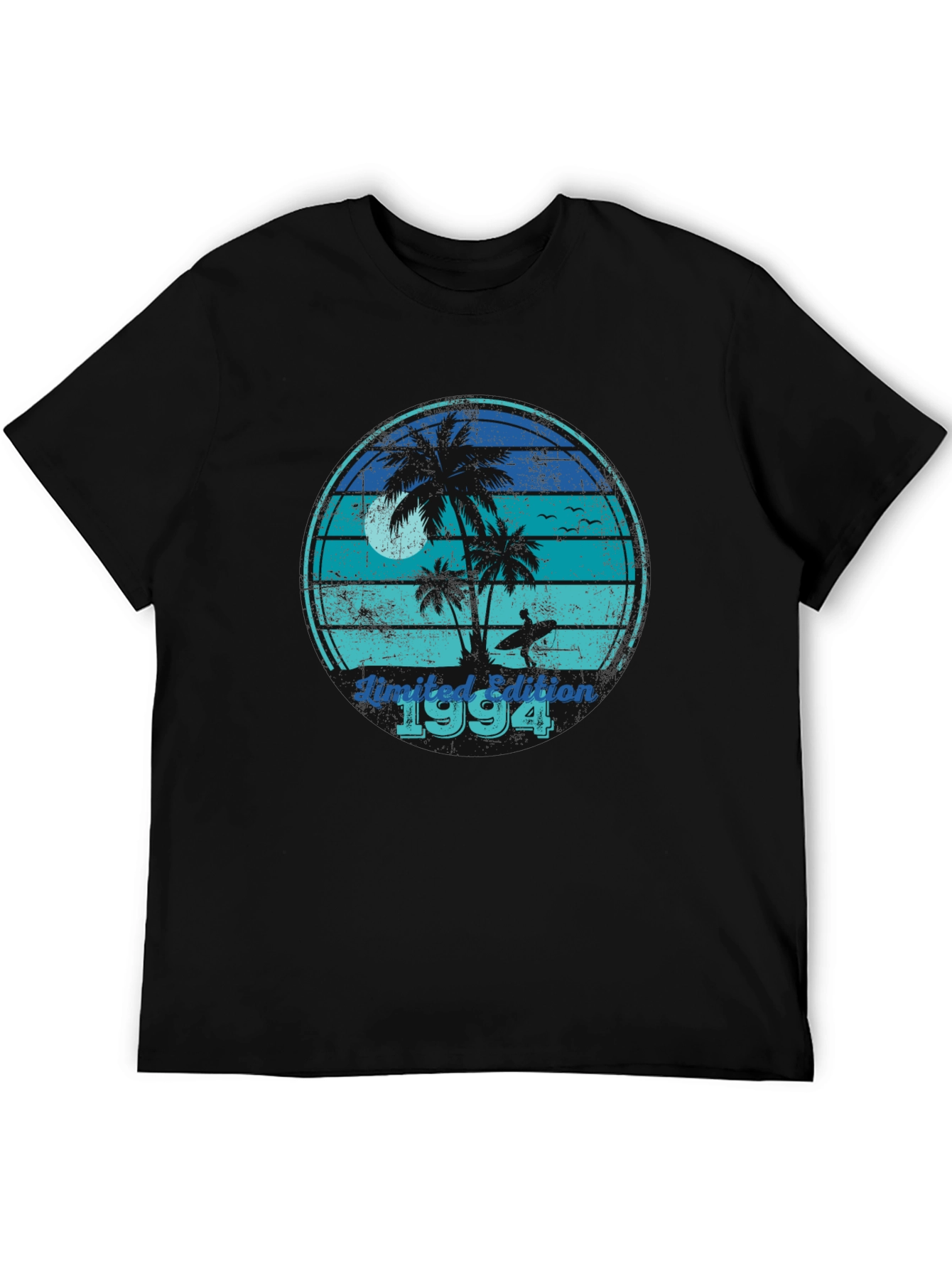 Limited Edition 1994 Black T-Shirt with Beach Design