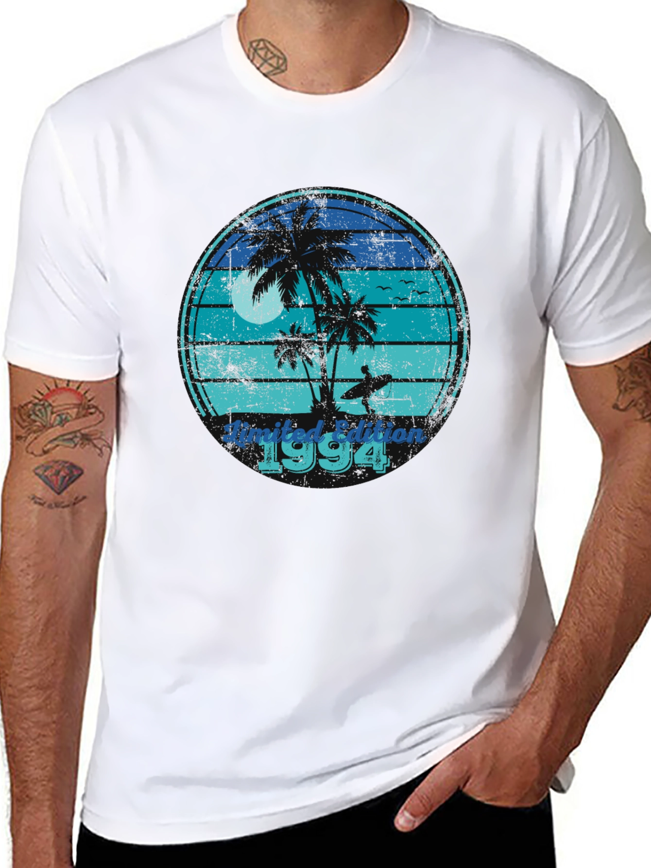 Limited Edition 1994 Black T-Shirt with Beach Design