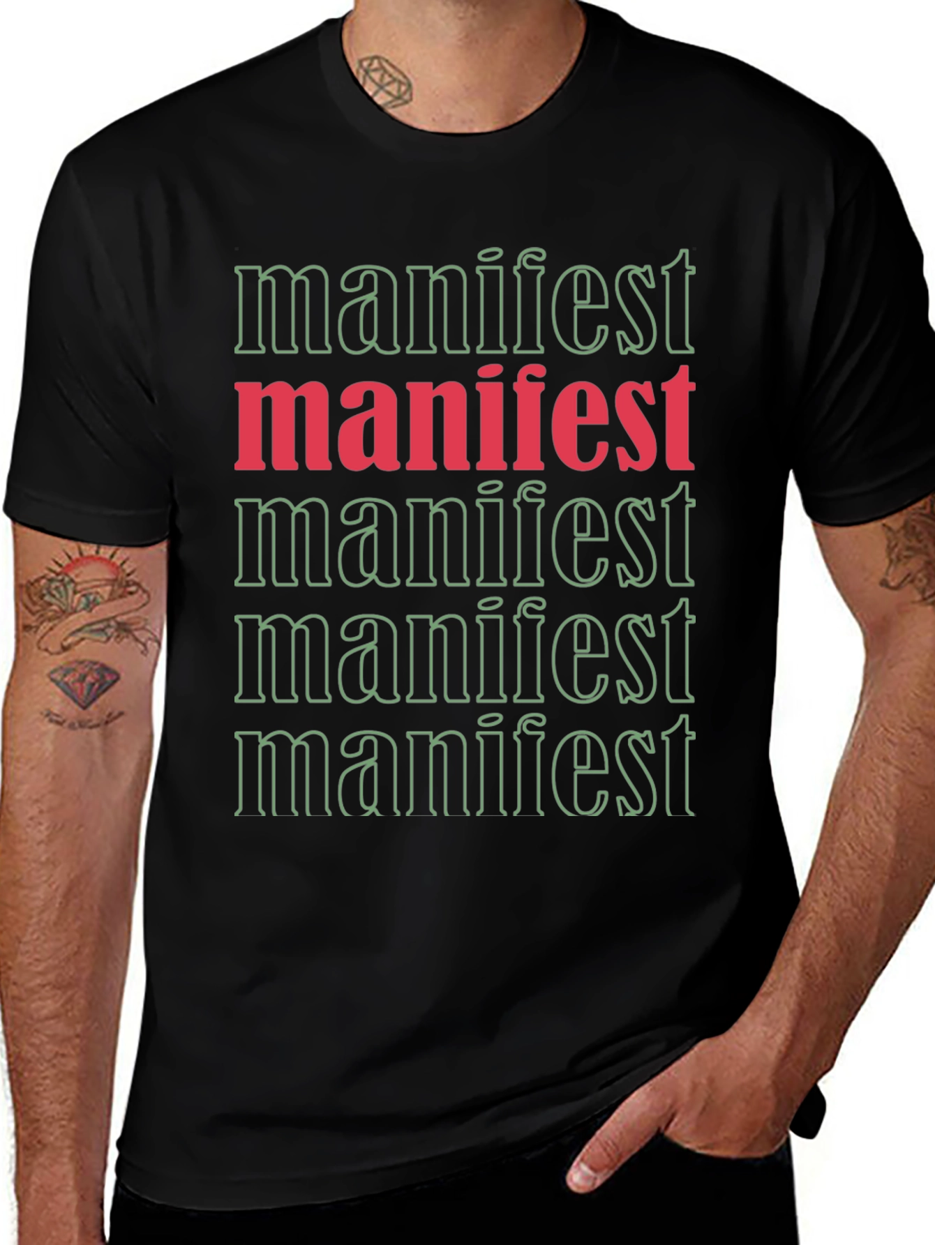 Manifest Graphic Tee - Black Cotton Casual T-Shirt