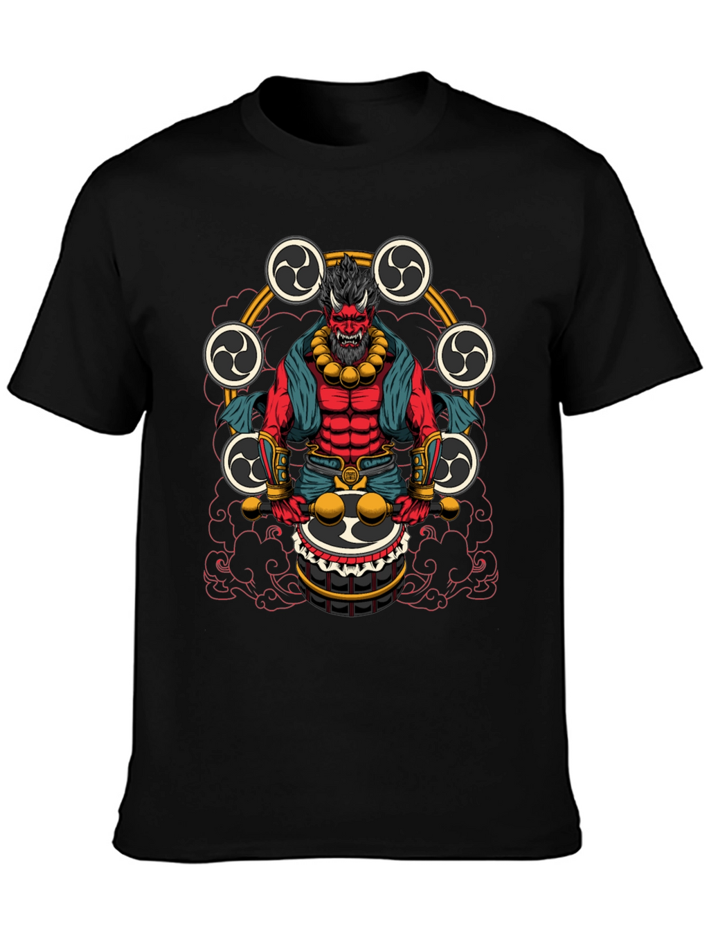 Japanese Oni Drummer T-Shirt - Unique Design