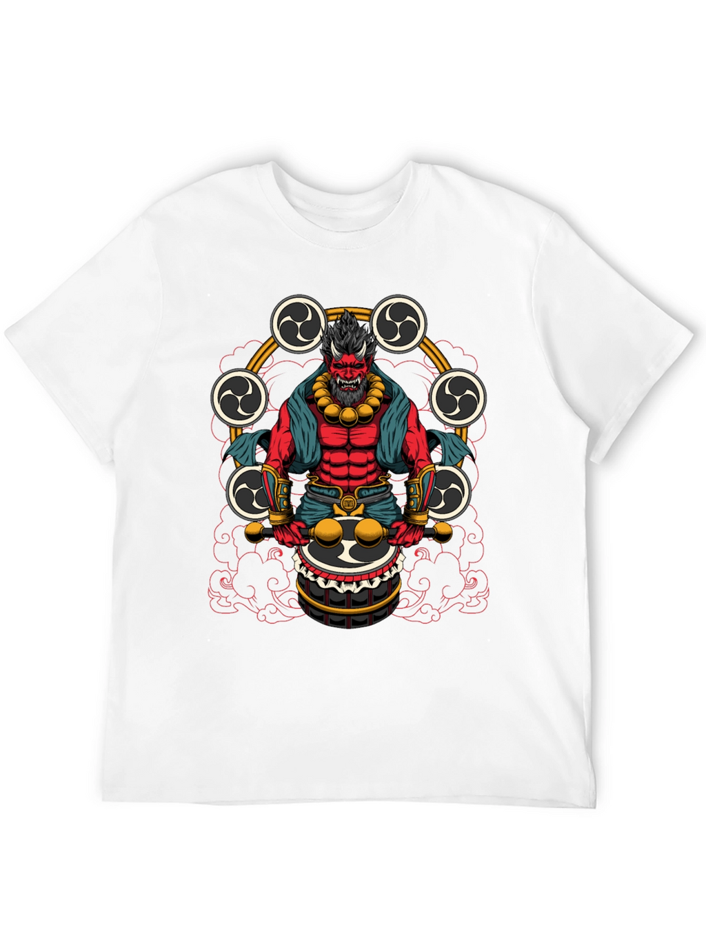 Japanese Oni Drummer T-Shirt - Unique Design