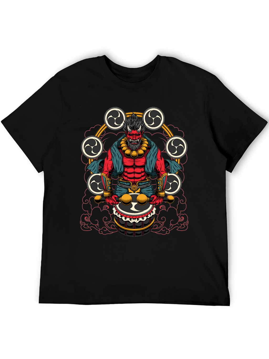 Japanese Oni Drummer T-Shirt - Unique Design