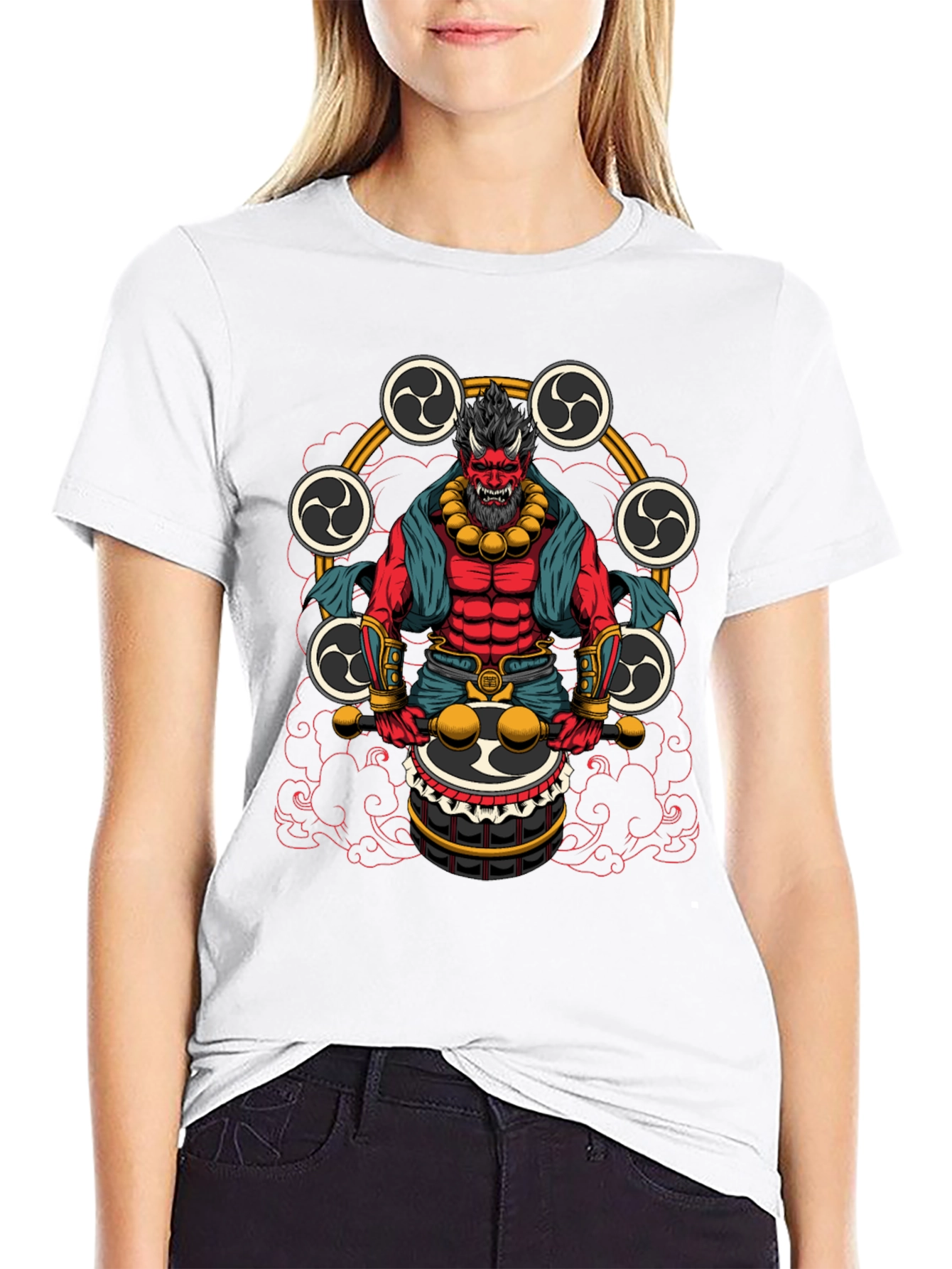 Japanese Oni Drummer T-Shirt - Unique Design