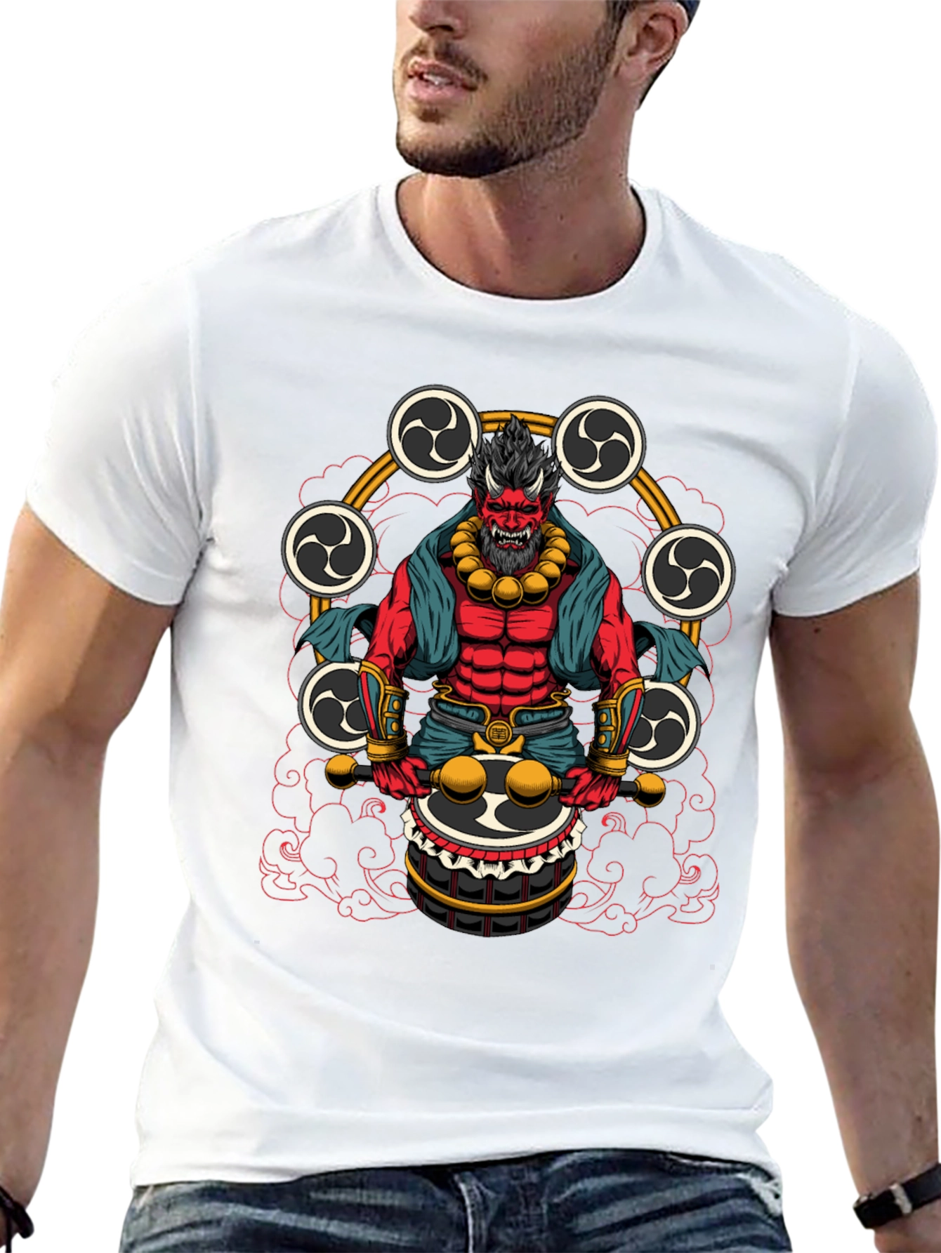 Japanese Oni Drummer T-Shirt - Unique Design