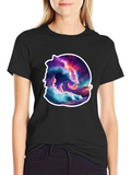 Ocean Wave Art Graphic Black T-Shirt