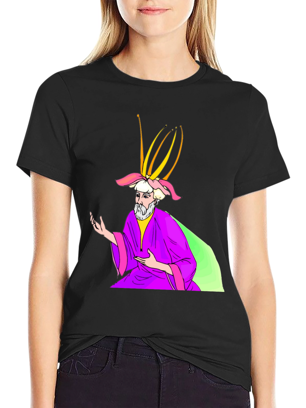 Wizard Graphic Print Black T-Shirt