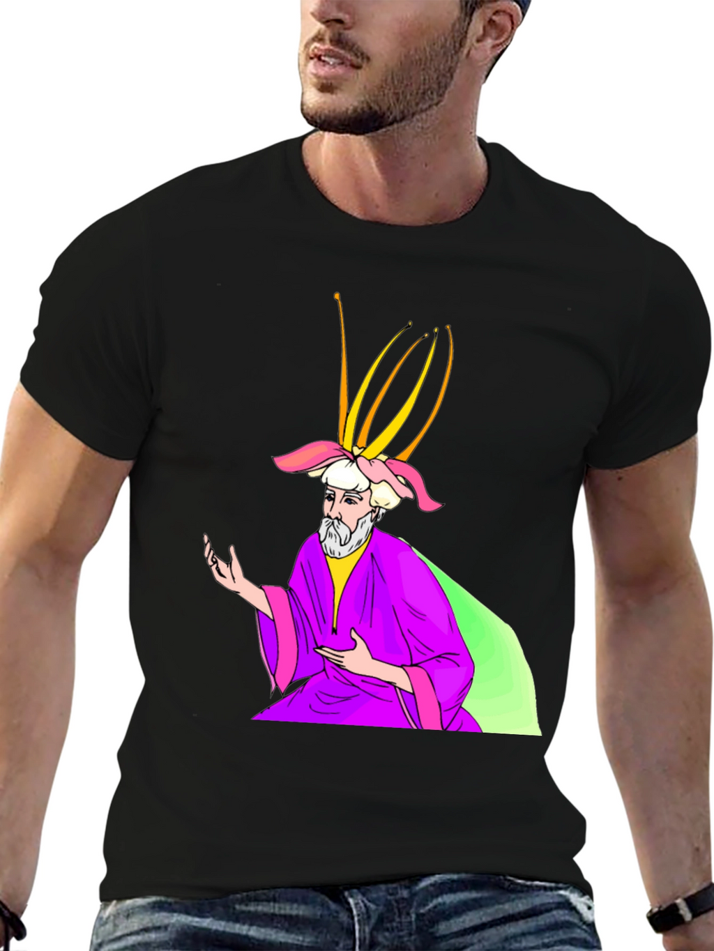 Wizard Graphic Print Black T-Shirt