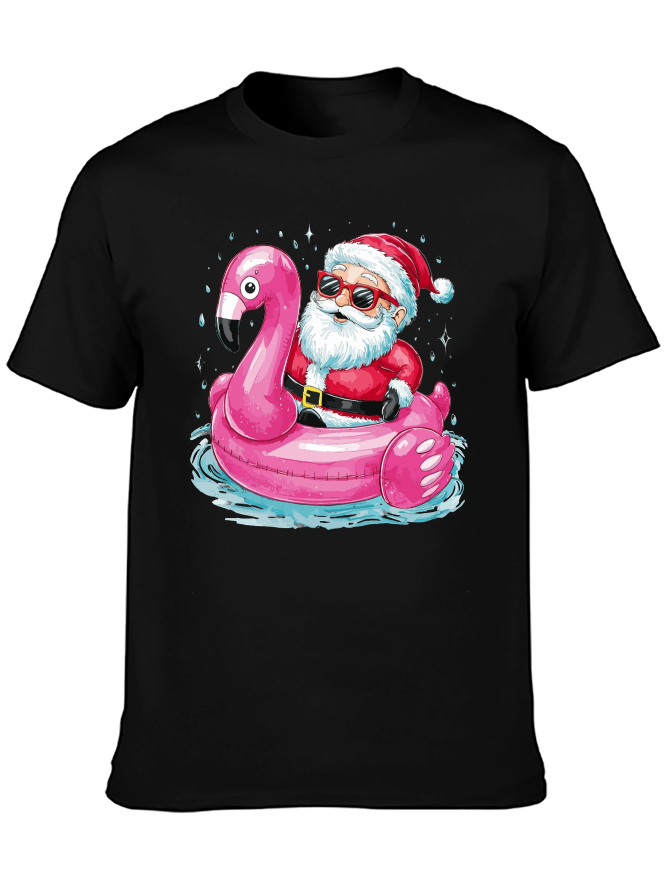 Santa Flamingo Pool Party T-Shirt