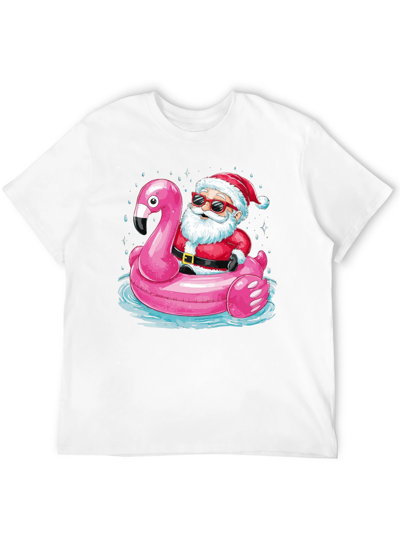 Santa Flamingo Pool Party T-Shirt