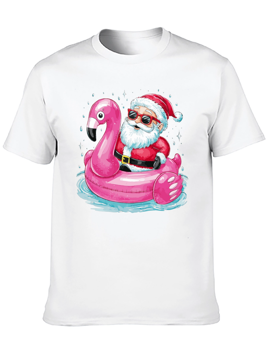 Santa Flamingo Pool Party T-Shirt