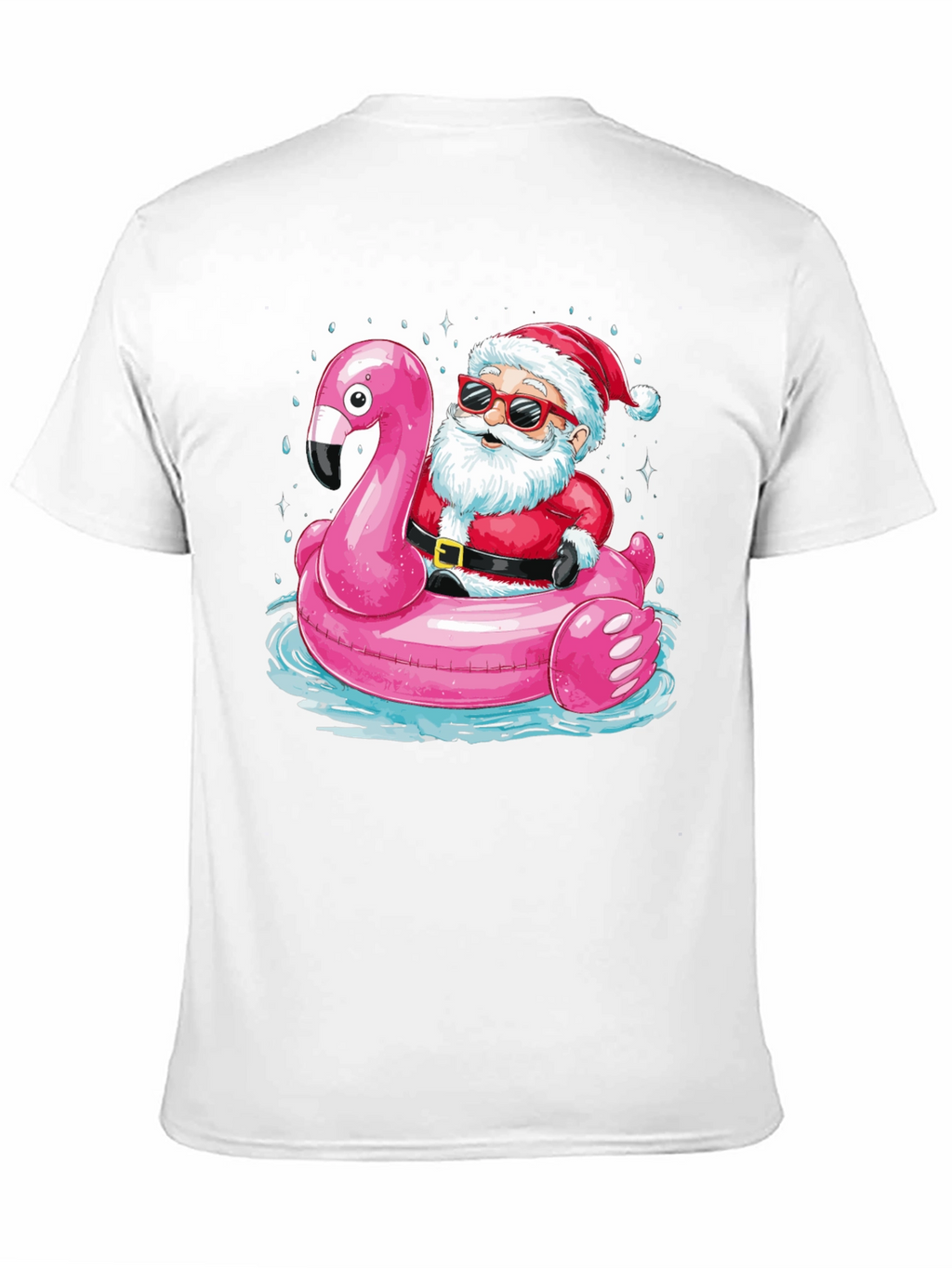 Santa Flamingo Pool Party T-Shirt