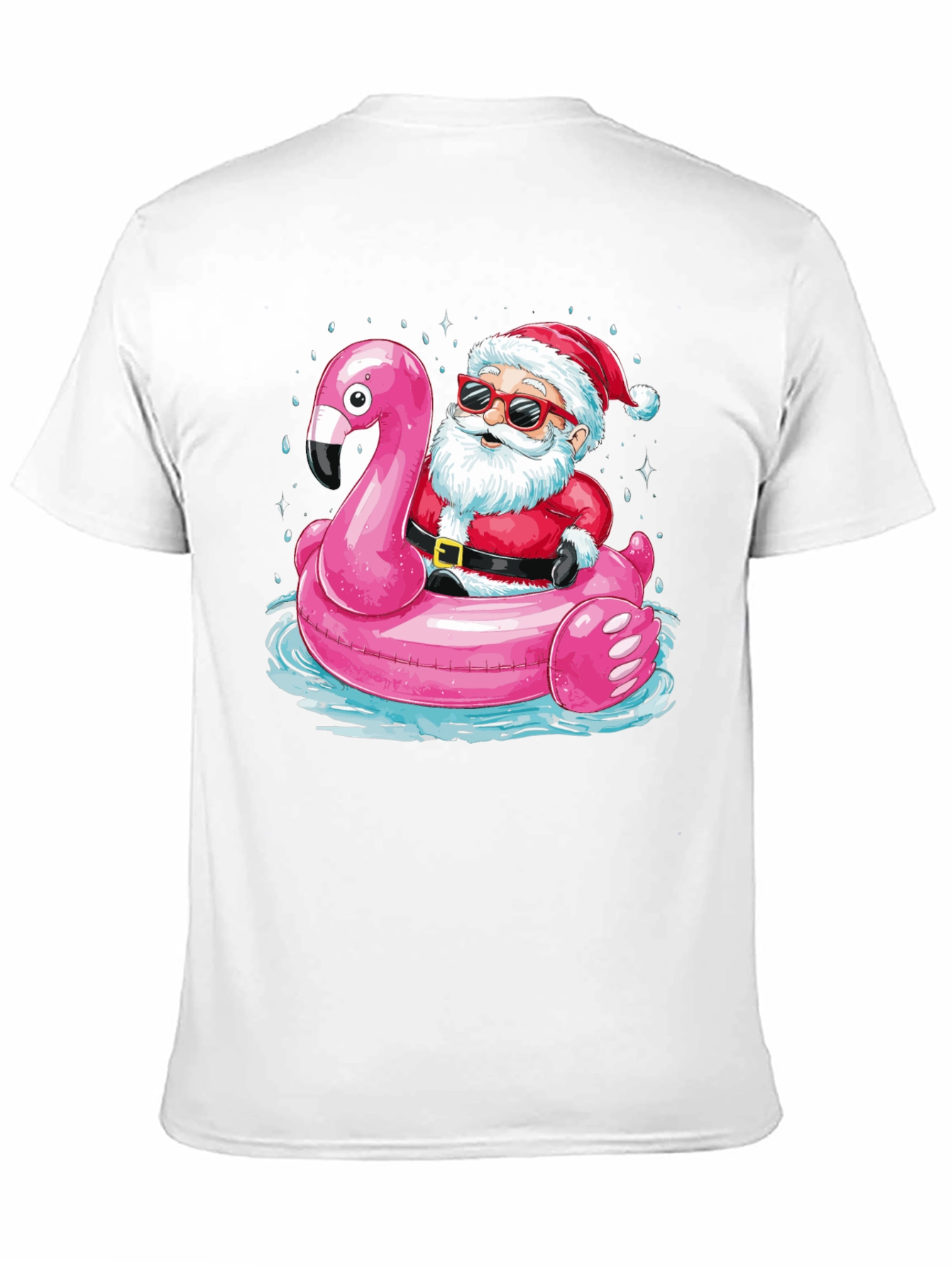 Santa Flamingo Pool Party T-Shirt