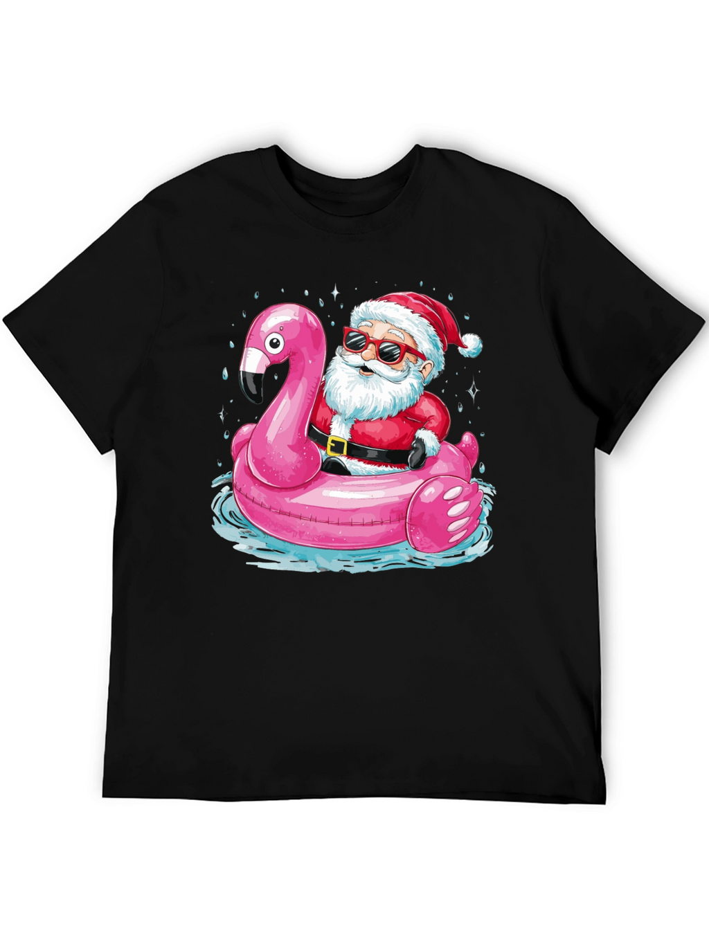 Santa Flamingo Pool Party T-Shirt