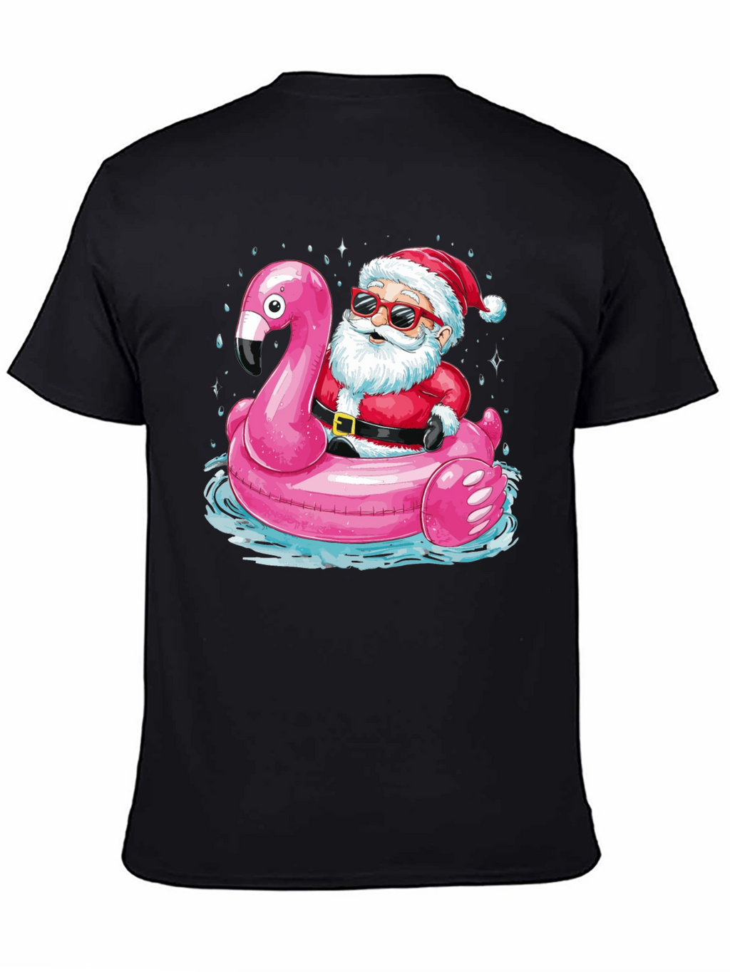 Santa Flamingo Pool Party T-Shirt