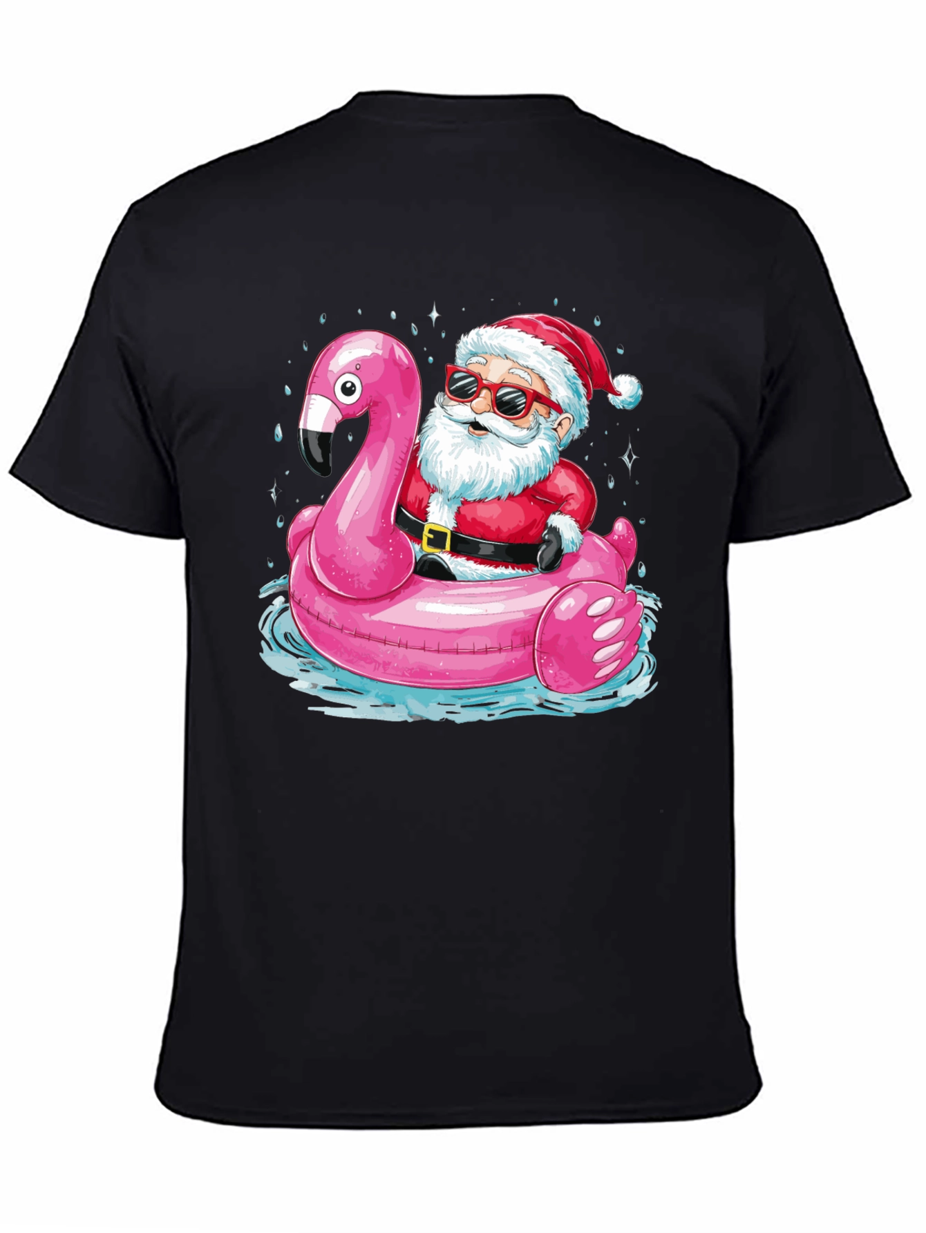 Santa Flamingo Pool Party T-Shirt