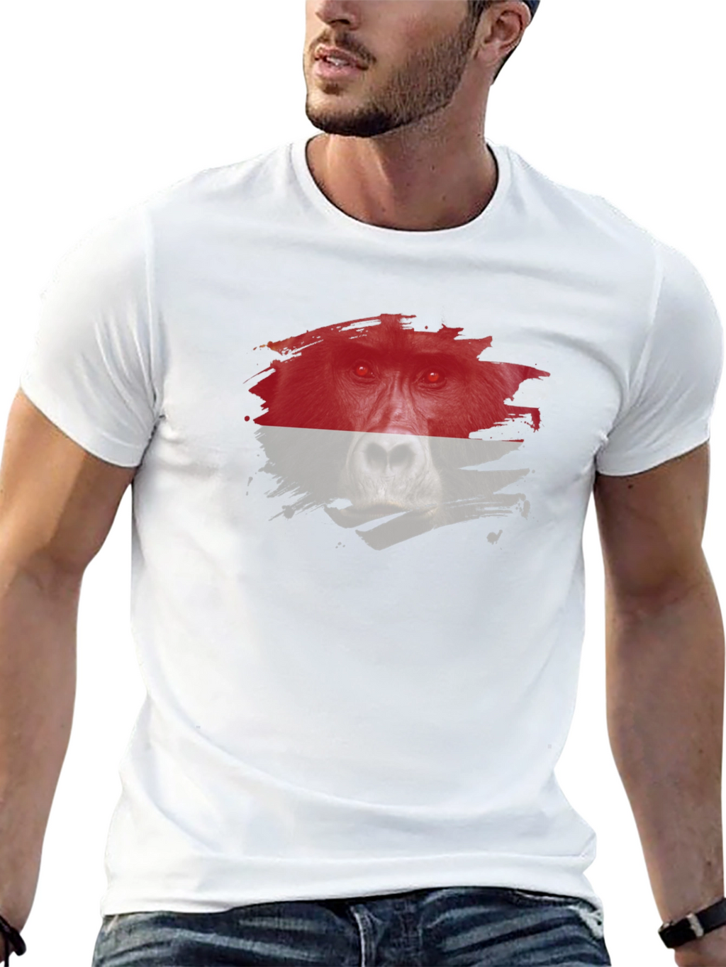 Orangutan Graphic Tee - Distressed Animal Print Shirt