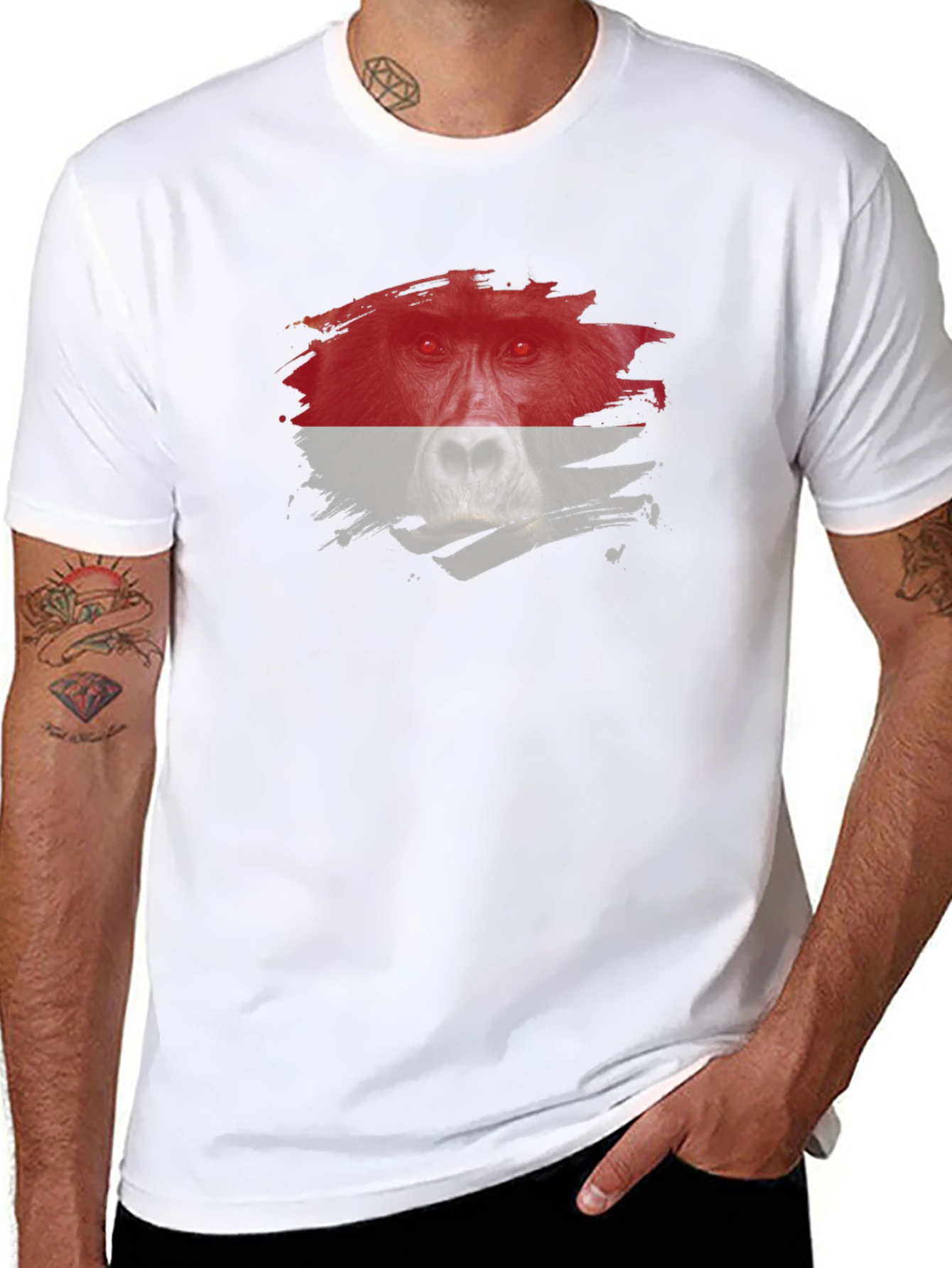 Orangutan Graphic Tee - Distressed Animal Print Shirt