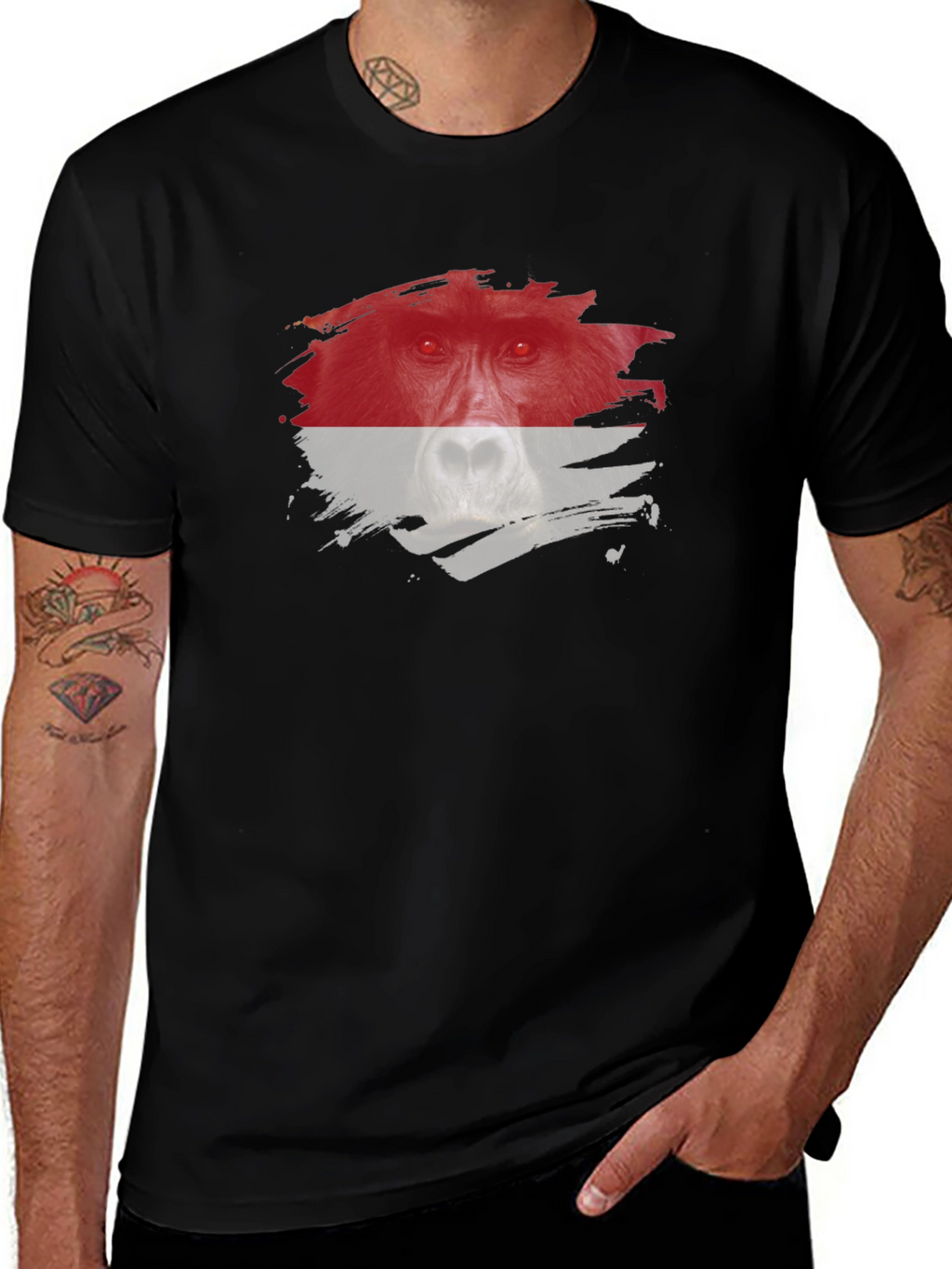 Orangutan Graphic Tee - Distressed Animal Print Shirt