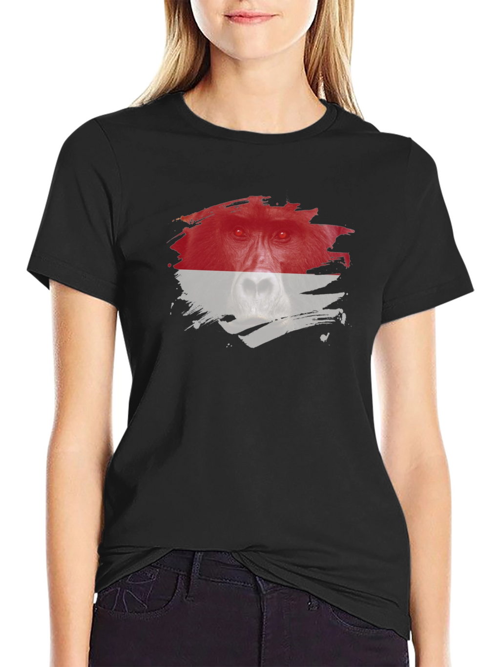 Orangutan Graphic Tee - Distressed Animal Print Shirt