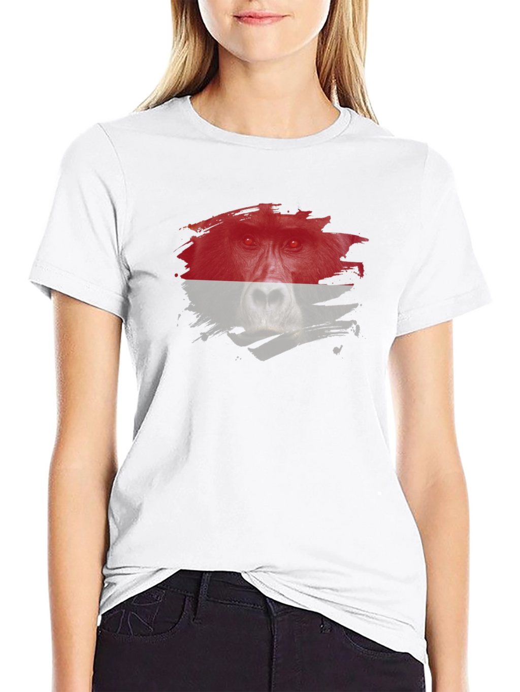 Orangutan Graphic Tee - Distressed Animal Print Shirt