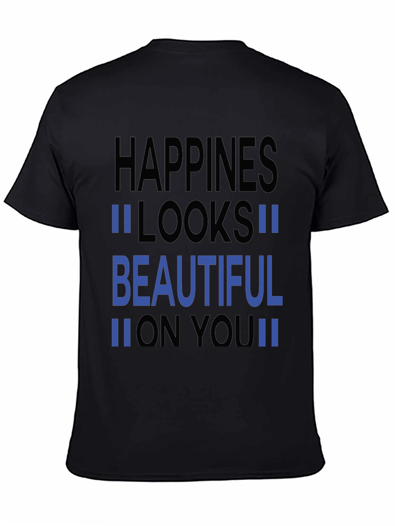 Happiness Looks Beautiful Black Graphic Tee