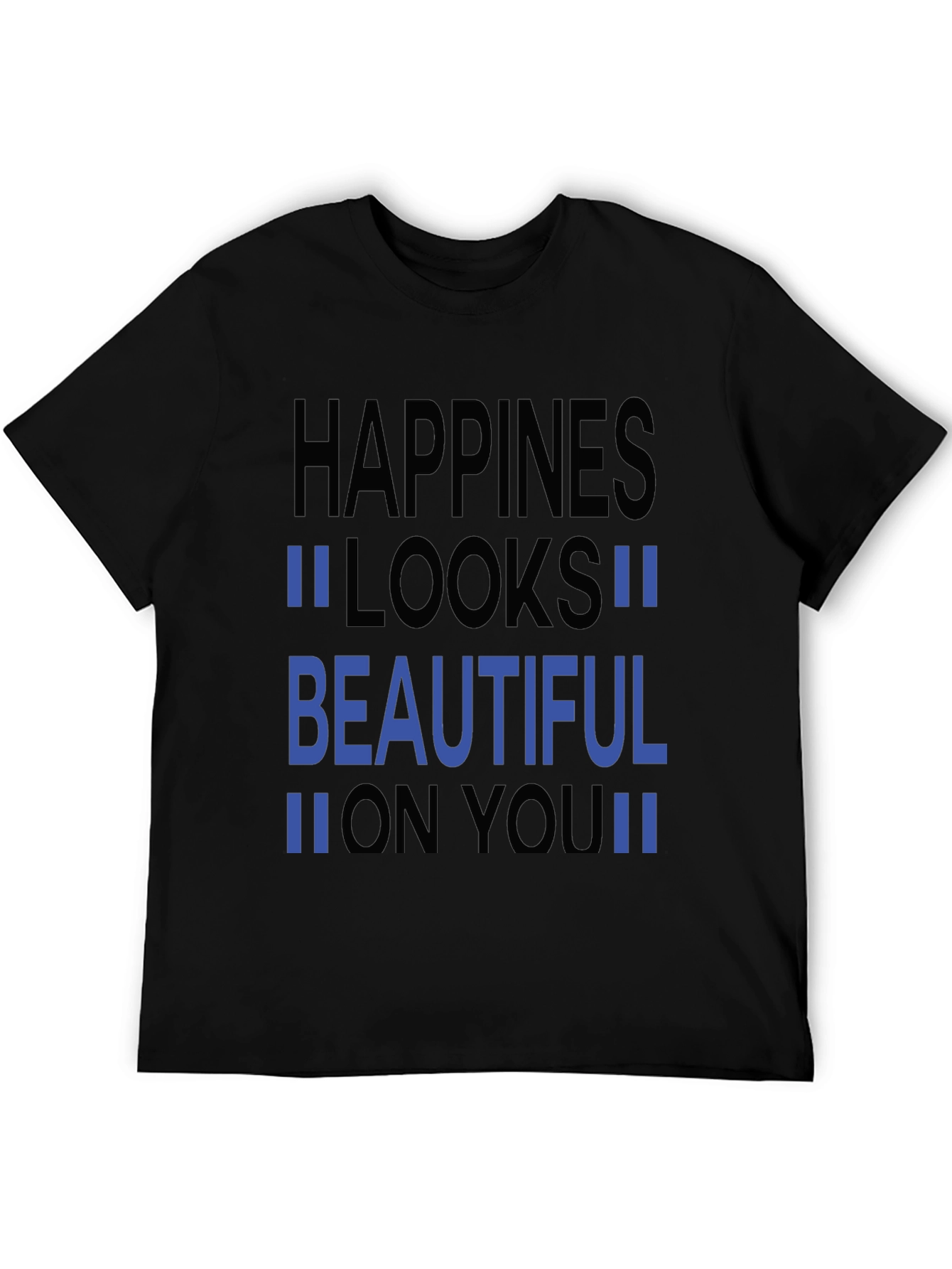 Happiness Looks Beautiful Black Graphic Tee