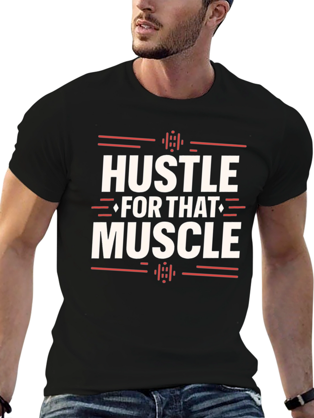 Hustle for Muscle Black Graphic Tee