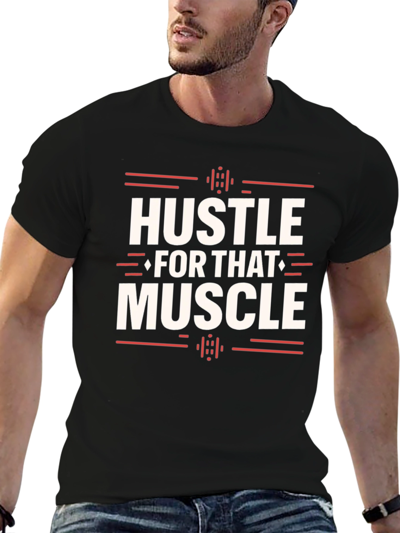 Hustle for Muscle Black Graphic Tee