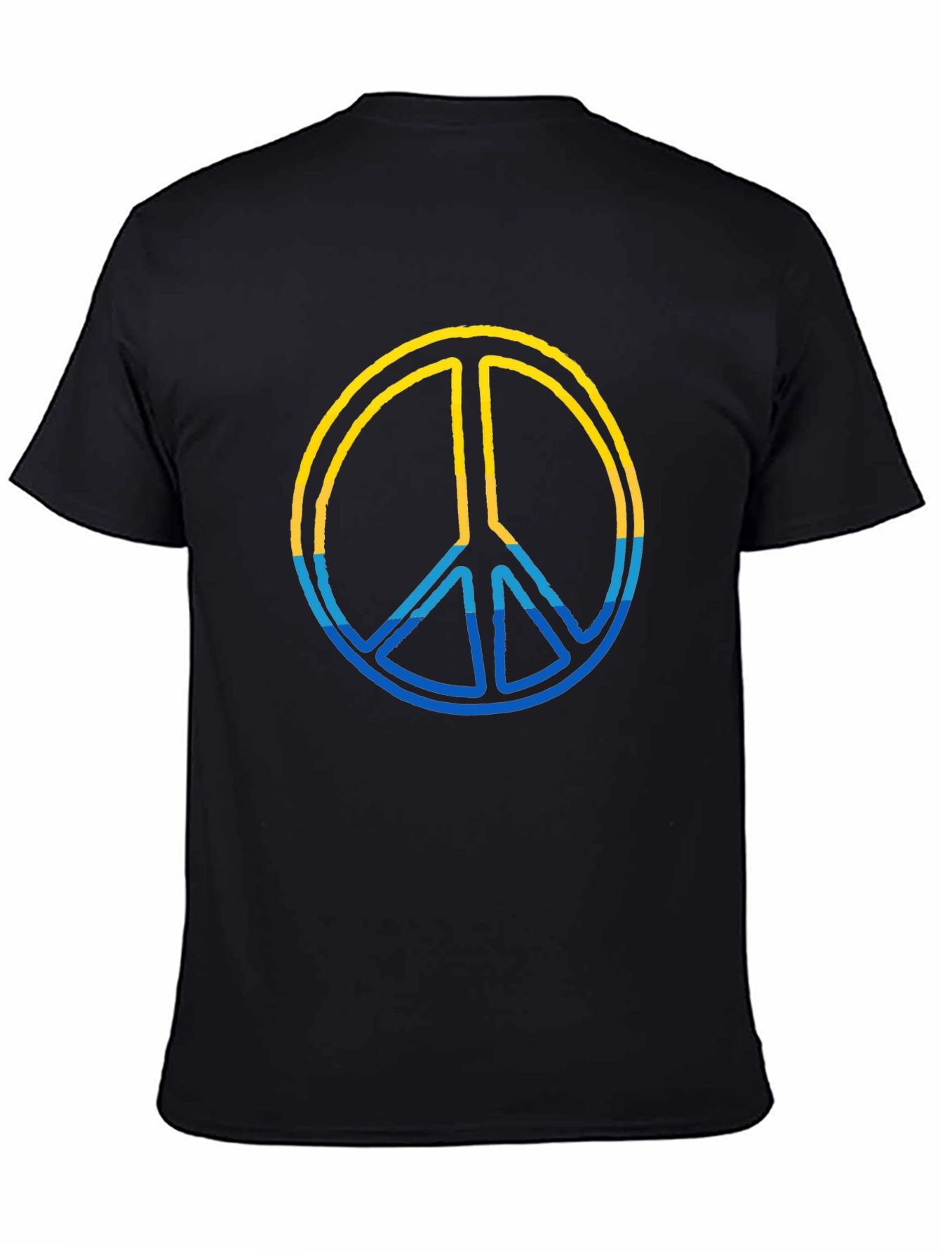 Peace Sign Ukraine Colors T-Shirt - Black