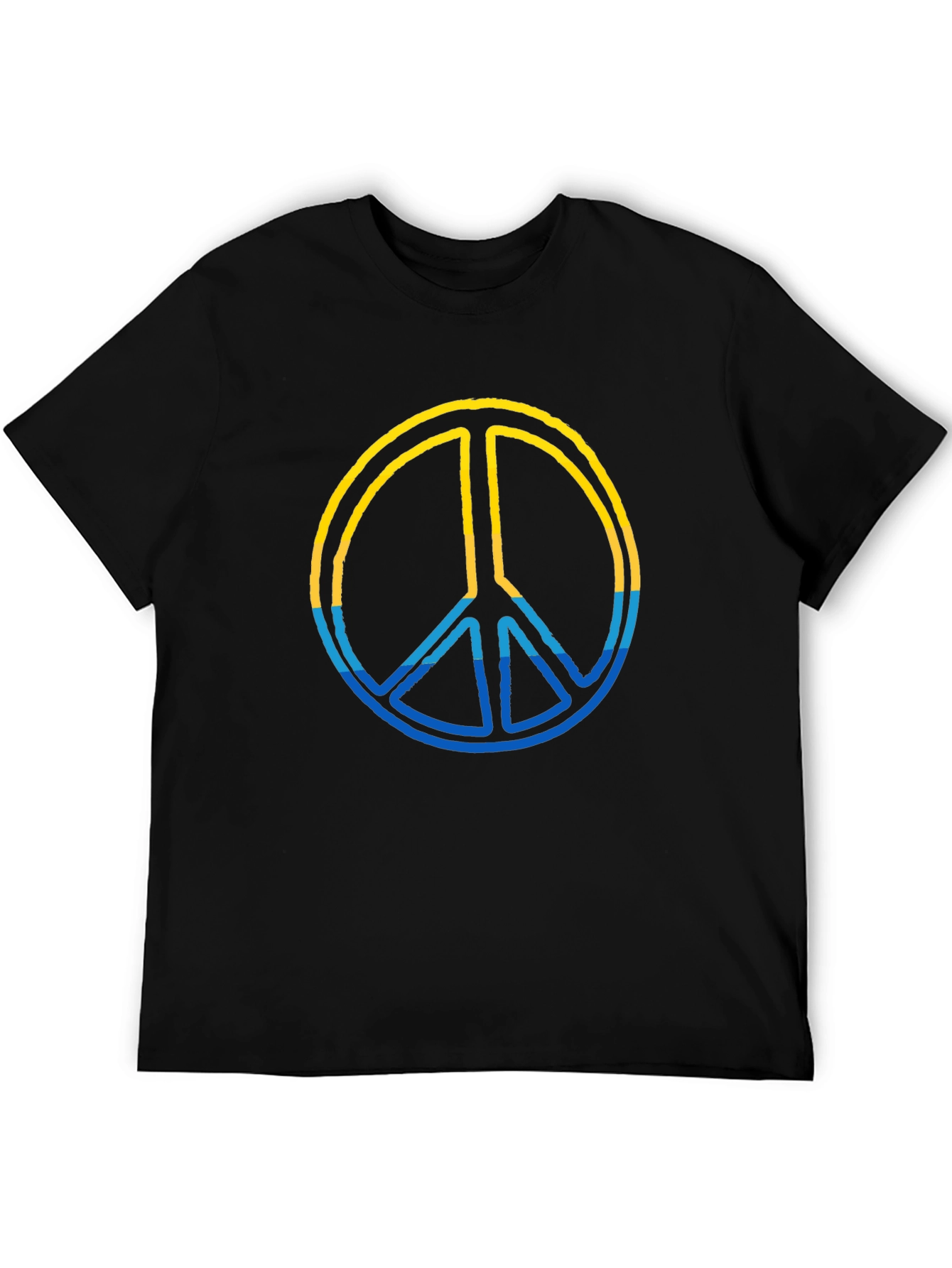 Peace Sign Ukraine Colors T-Shirt - Black