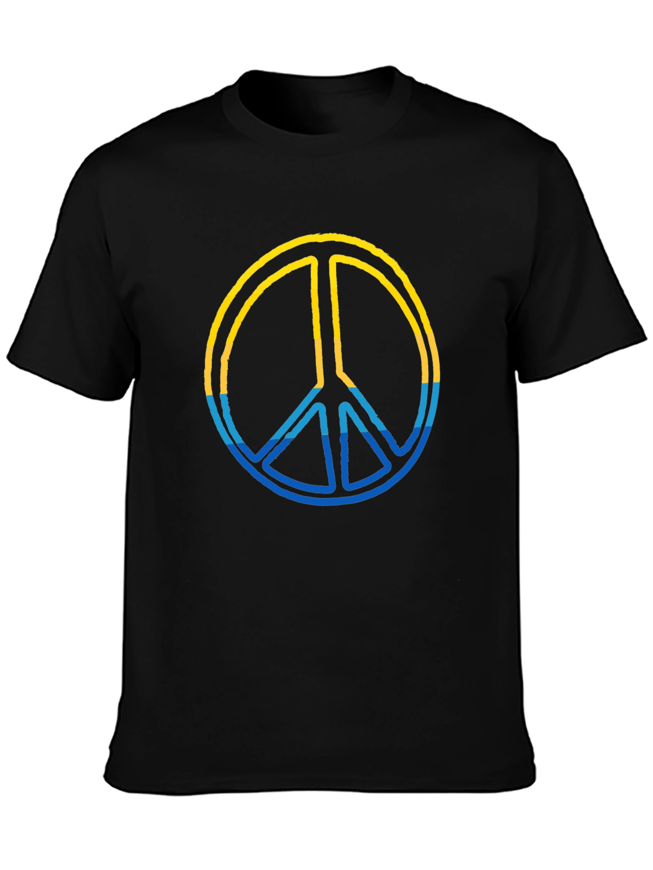 Peace Sign Ukraine Colors T-Shirt - Black