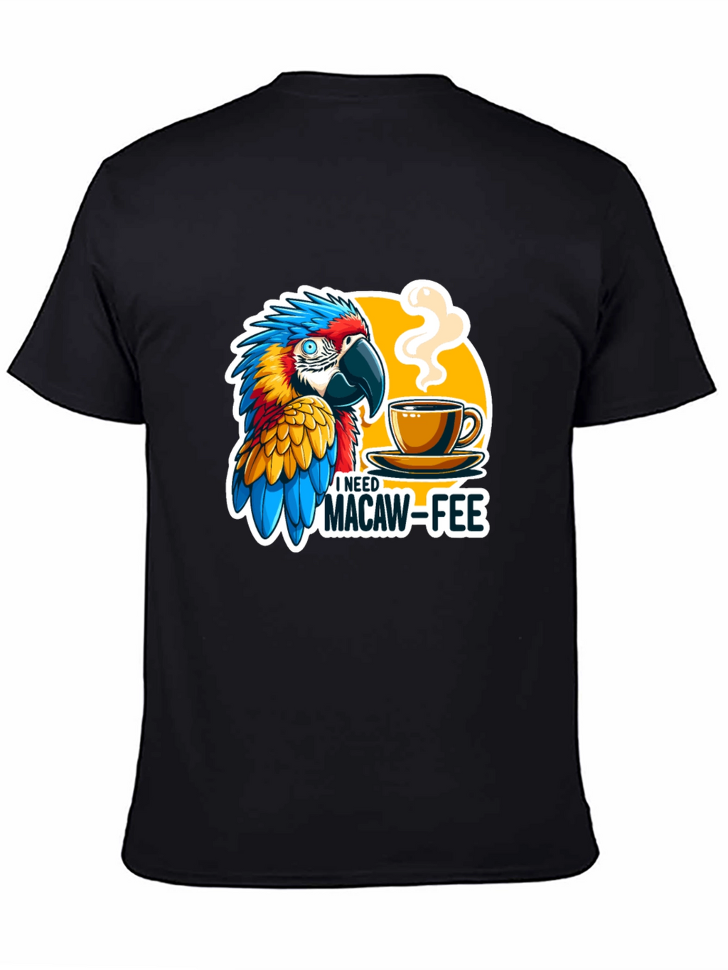 Macaw-Fee T-Shirt - Parrot & Coffee Graphic Tee