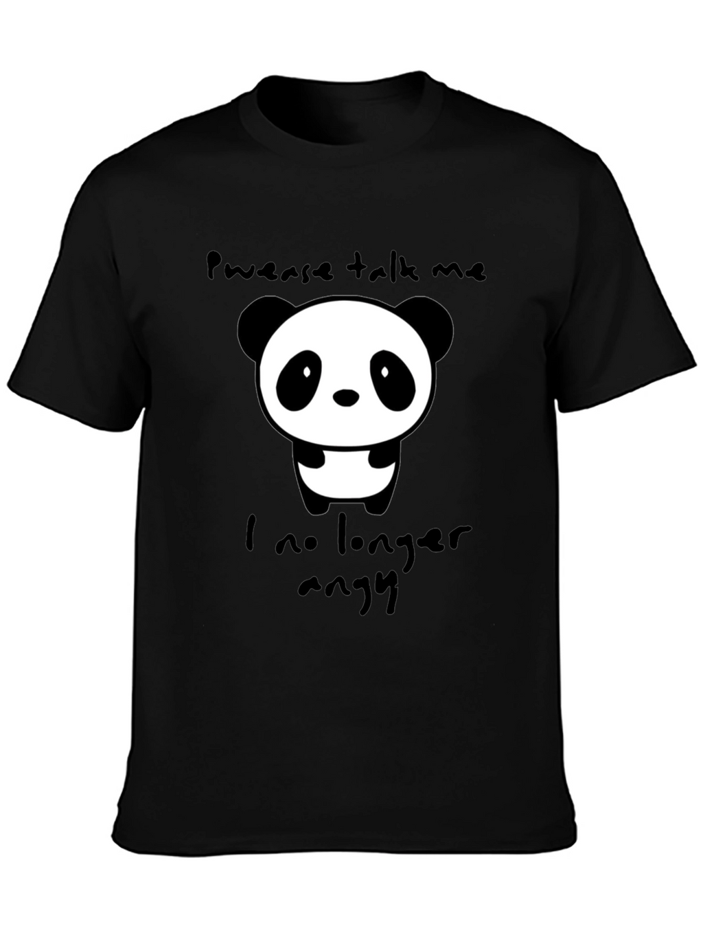 Cute Panda Graphic T-Shirt - Pwease Talk Me